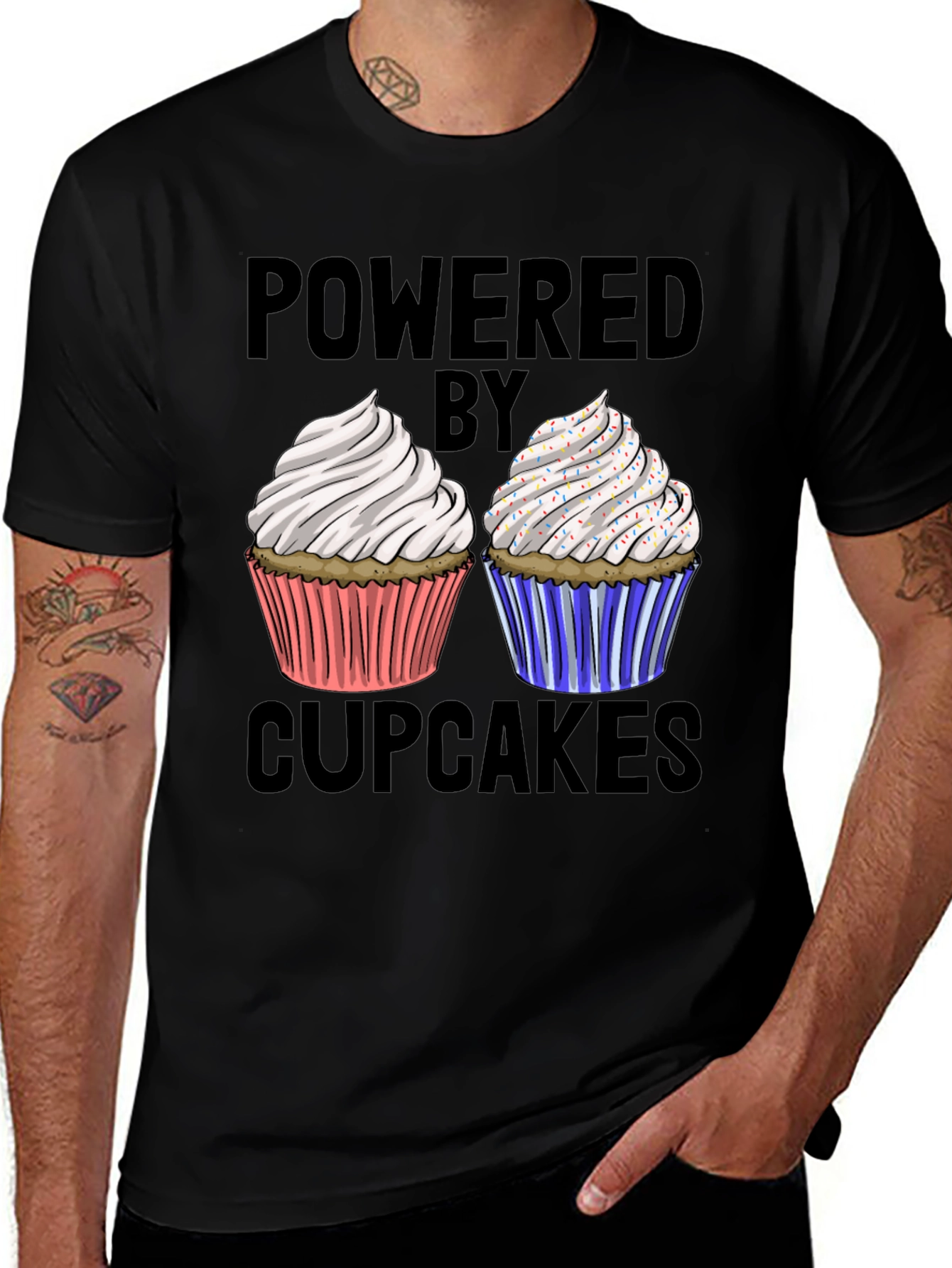 Variant 20 of Powered By Cupcakes Graphic Tee