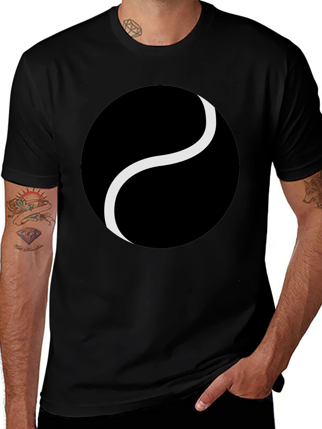 Yin Yang Symbol Graphic Tee - Black Cotton Comfort
