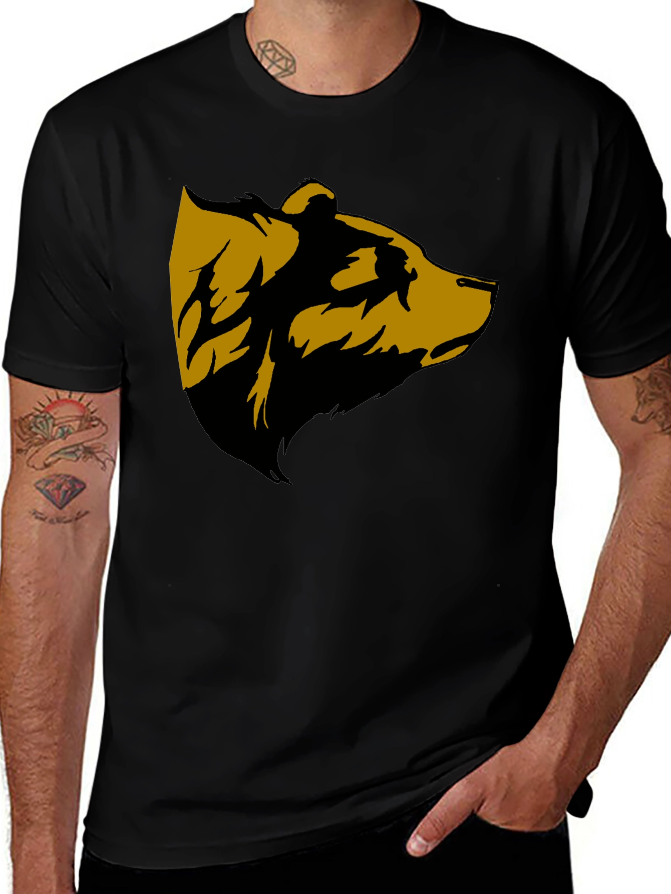 Variant 13 of Bear Graphic T-Shirt - Mens Black Tee