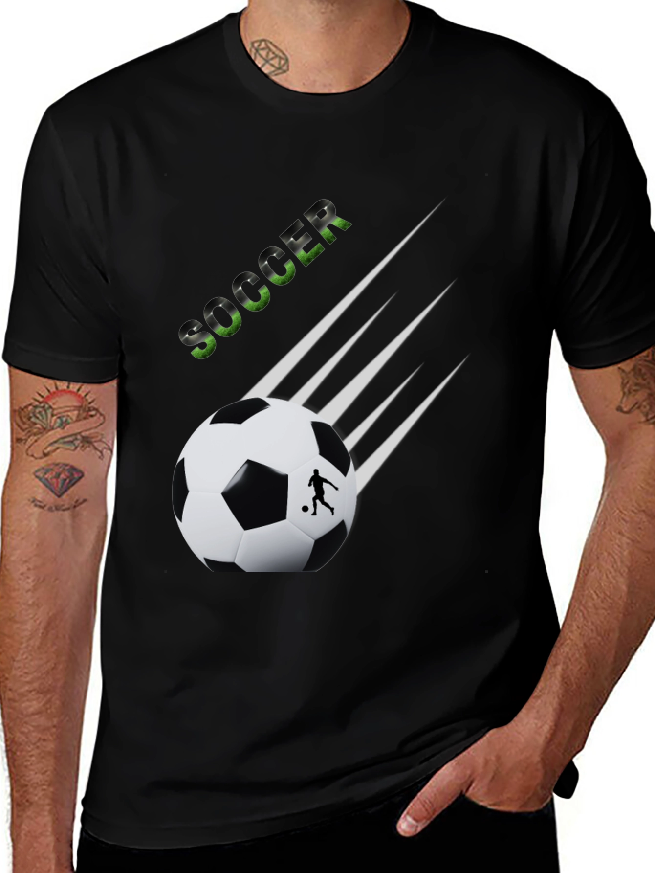 Variant 26 of Soccer Graphic Tee - Black Cotton T-Shirt
