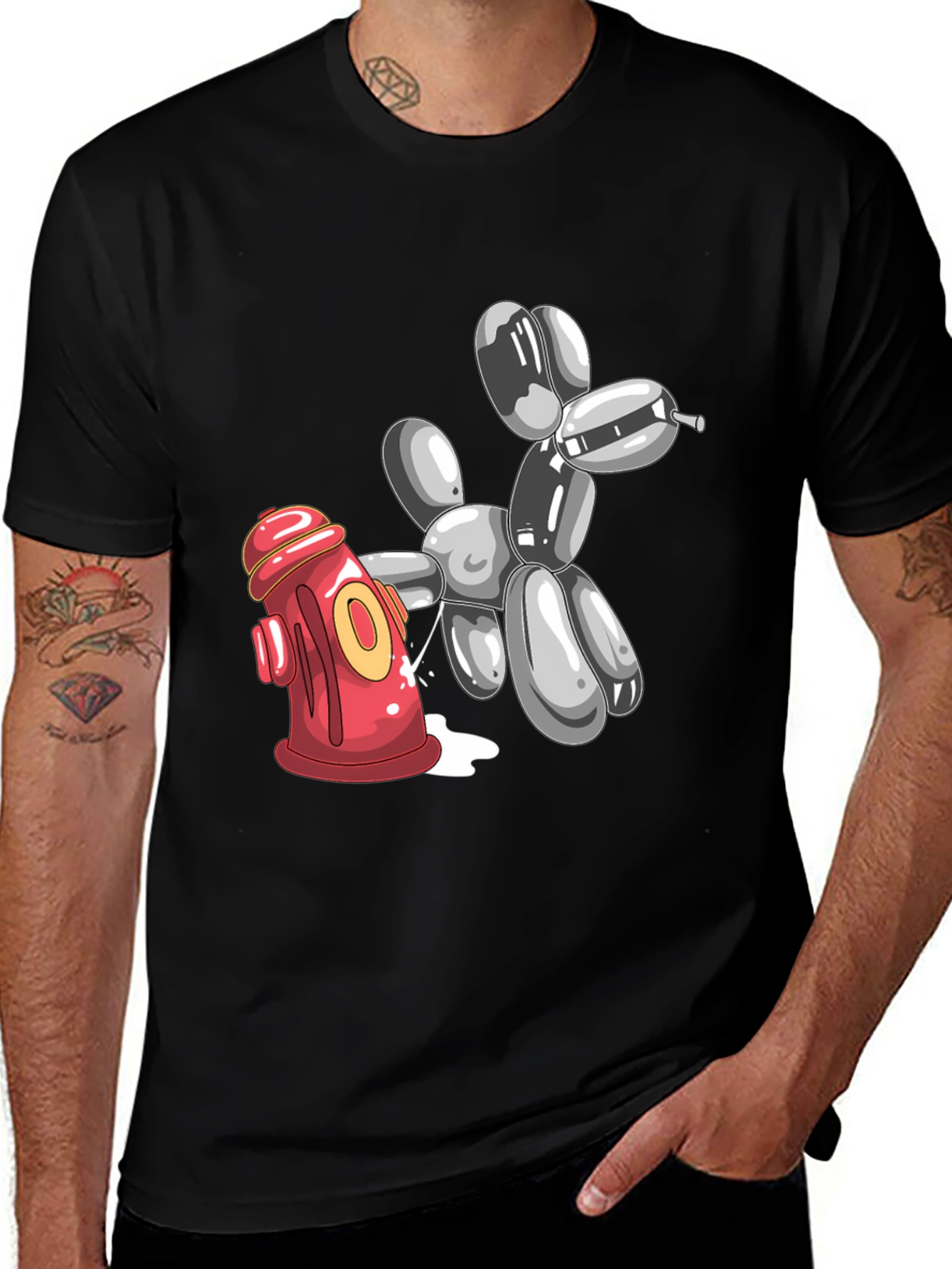 Variant 28 of Balloon Dog Fire Hydrant Graphic Tee - Black