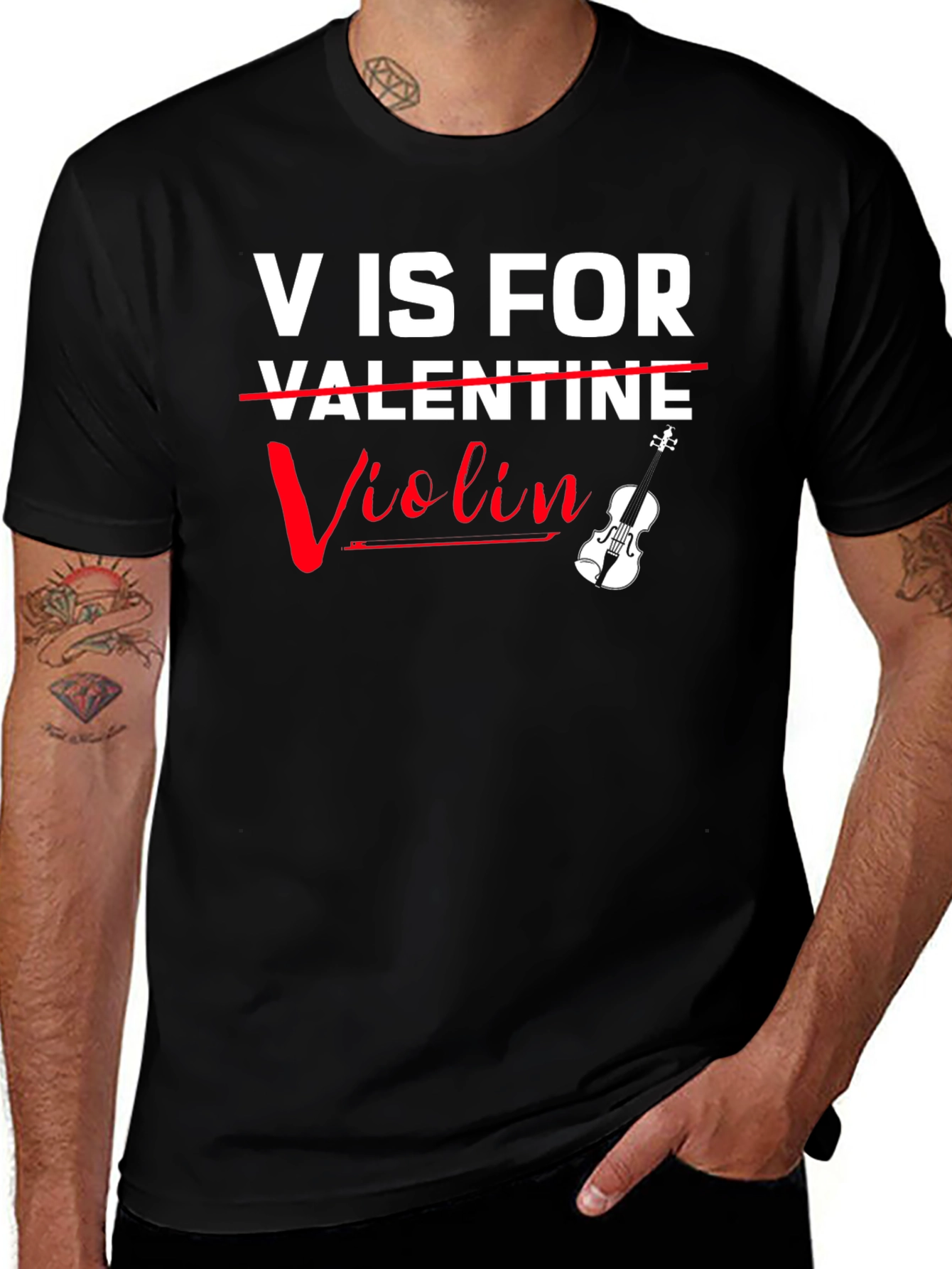 Variant 8 of V is for Violin T-Shirt - Valentine's Day Gift for Musicians