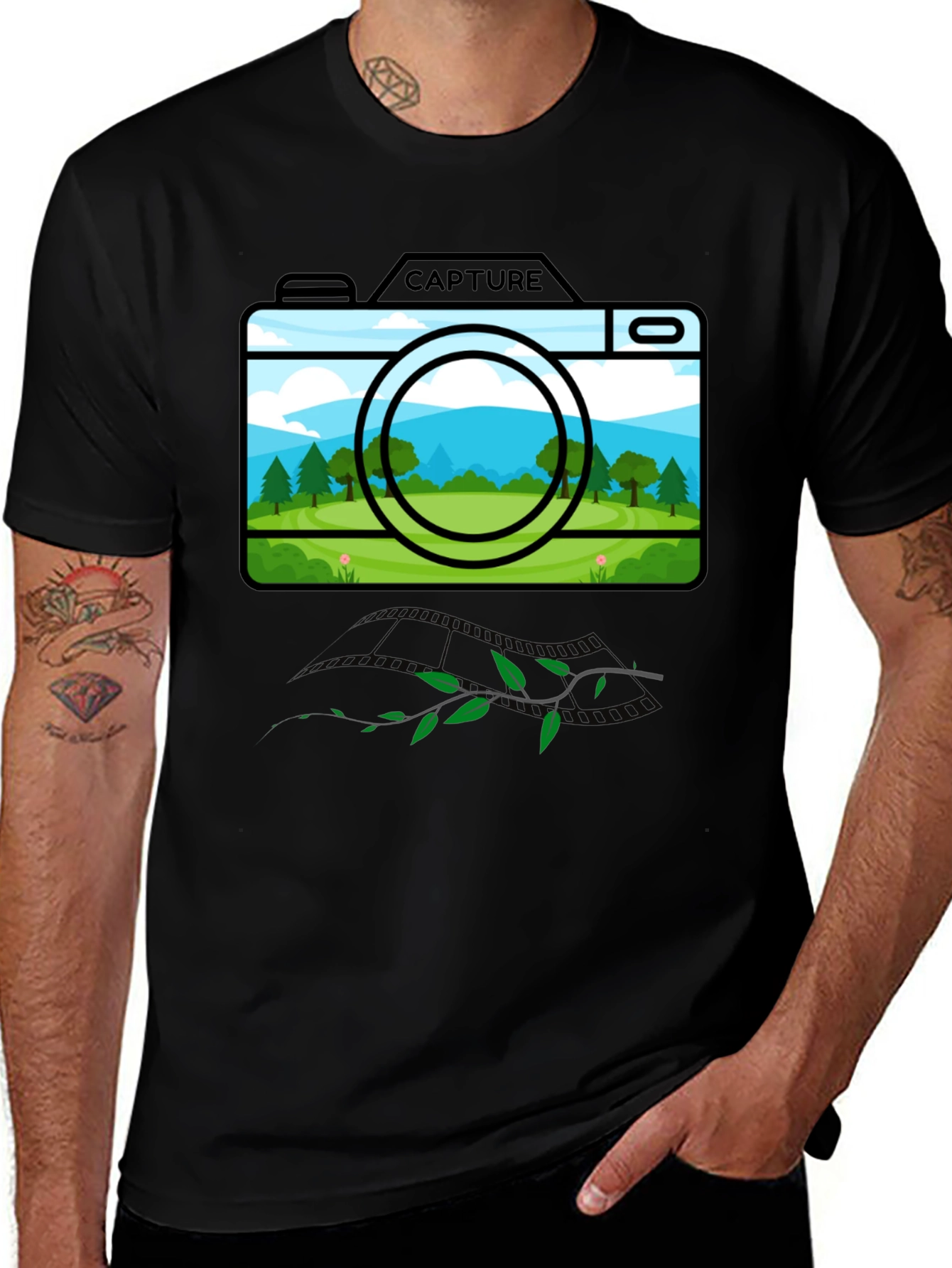 Variant 2 of Nature Capture Graphic Tee - Black Cotton Blend