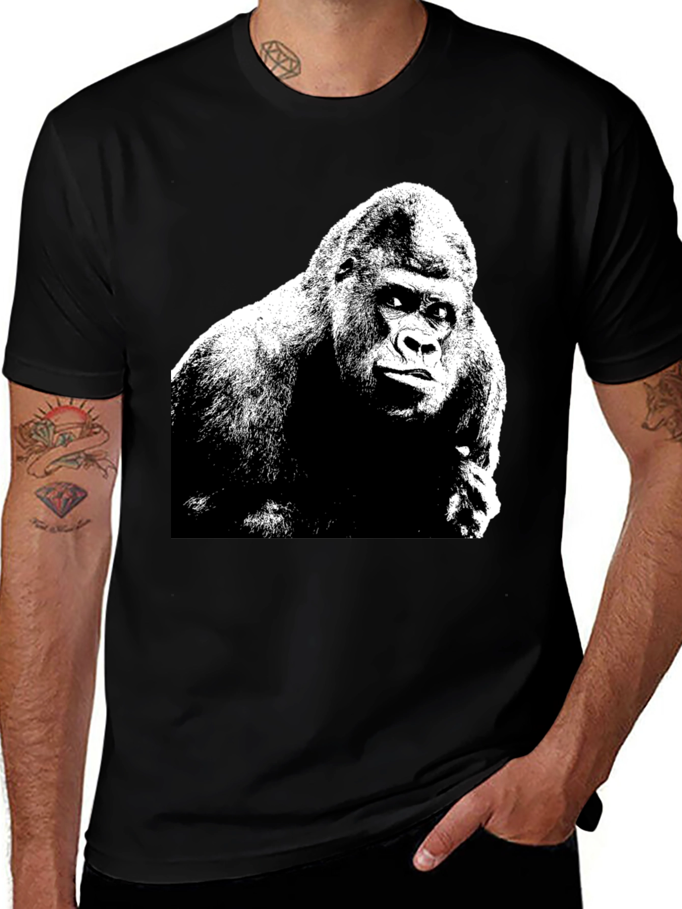 Variant 9 of Gorilla Graphic Print Black T-Shirt