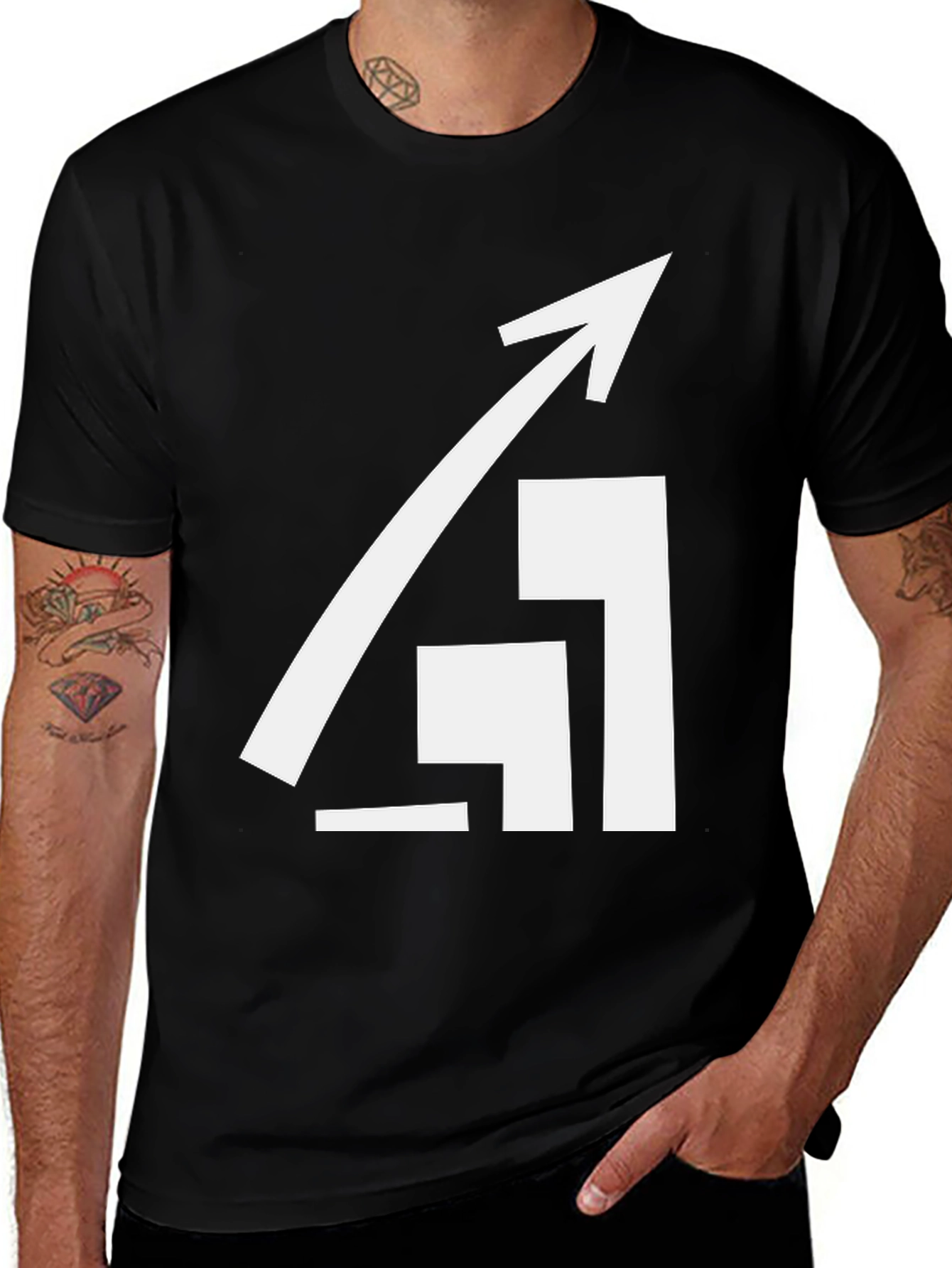 Variant 24 of Trending Up T-Shirt - White Graphic on Black