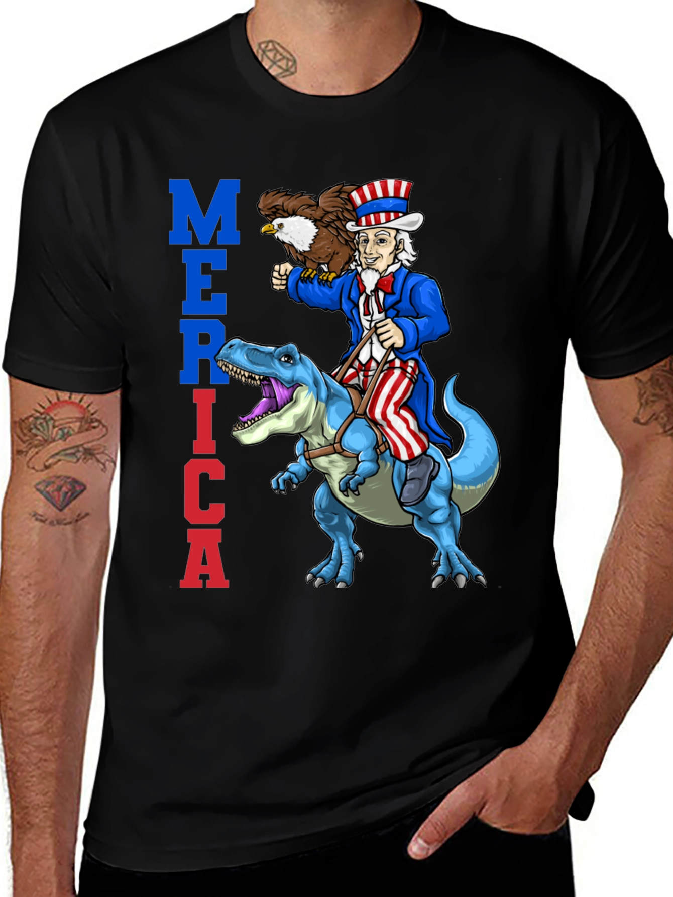 Variant 29 of Uncle Sam Riding Dinosaur T-Shirt