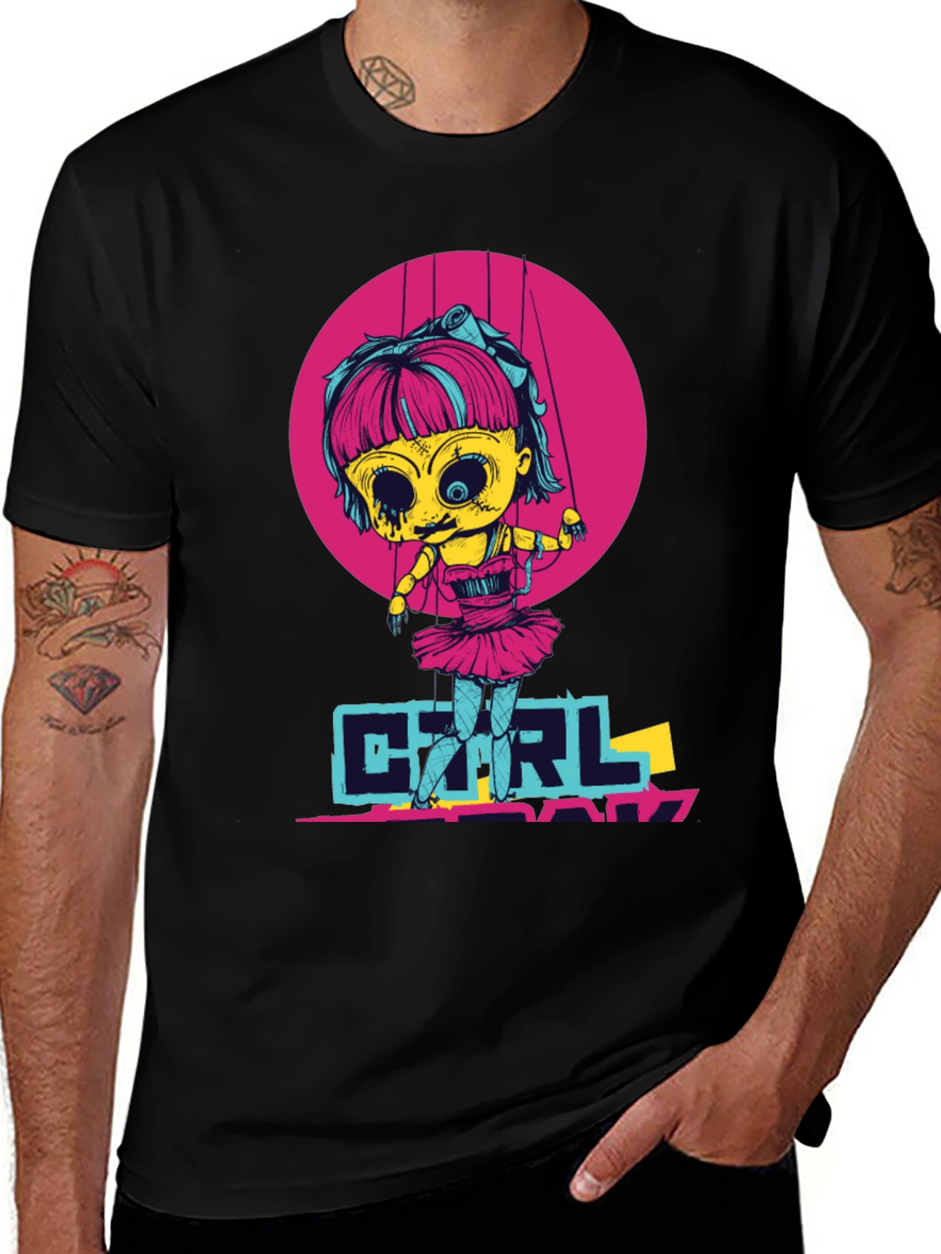 Variant 23 of Girl Gang Puppet Graphic Tee - Black