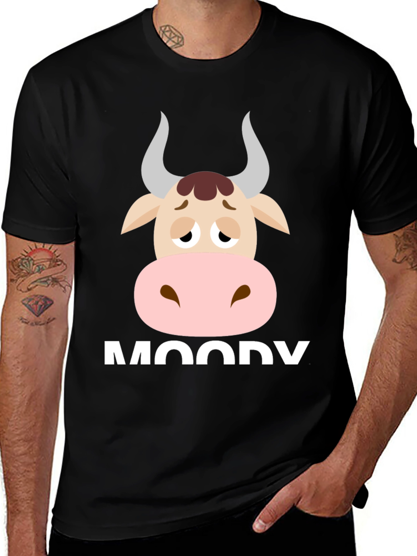 Variant 10 of Moody Cow Graphic Tee - Funny Animal T-Shirt