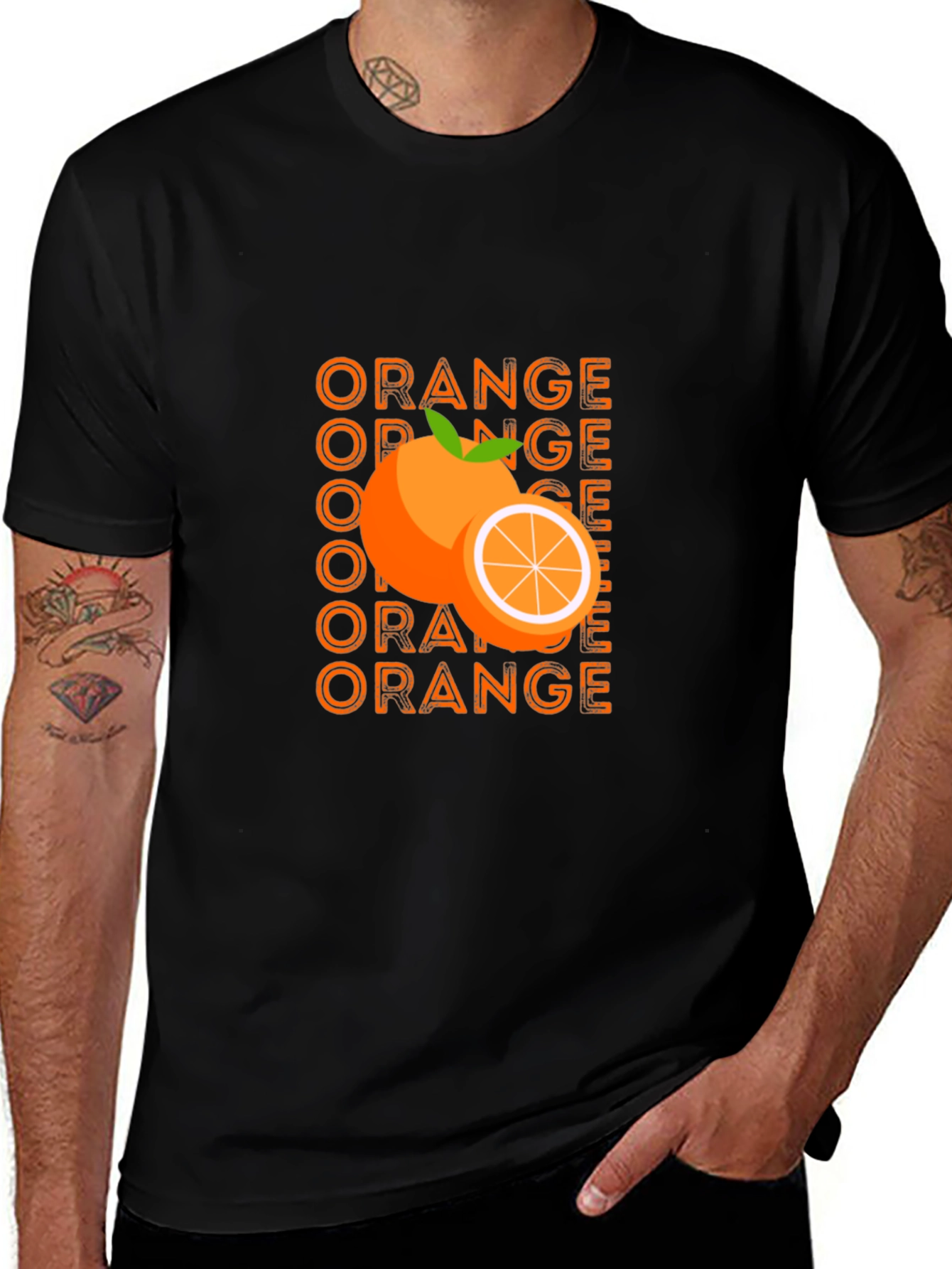 Variant 30 of Orange Graphic T-Shirt - Black Fruit Tee