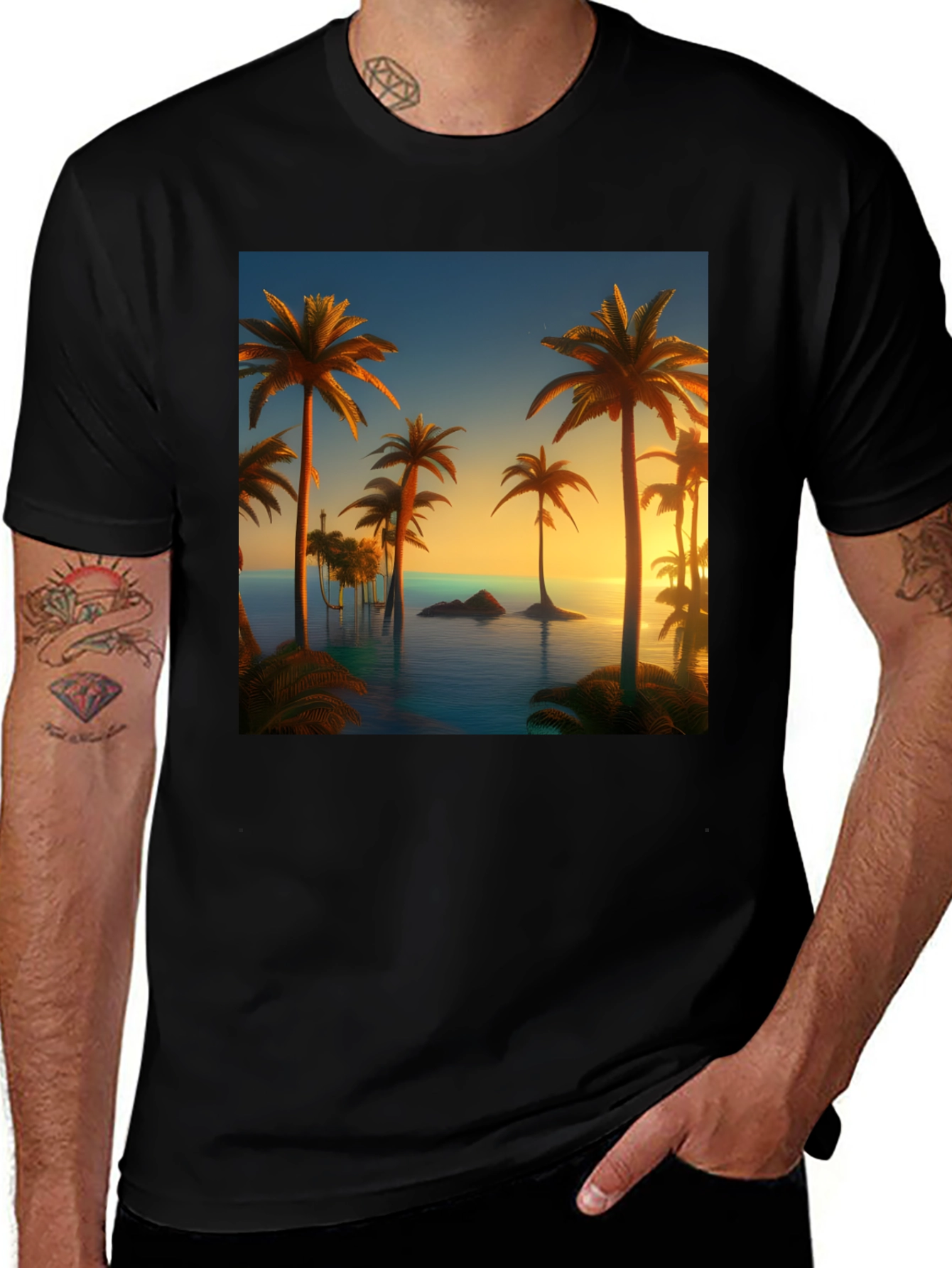 Variant 5 of Tropical Palm Sunset T-Shirt