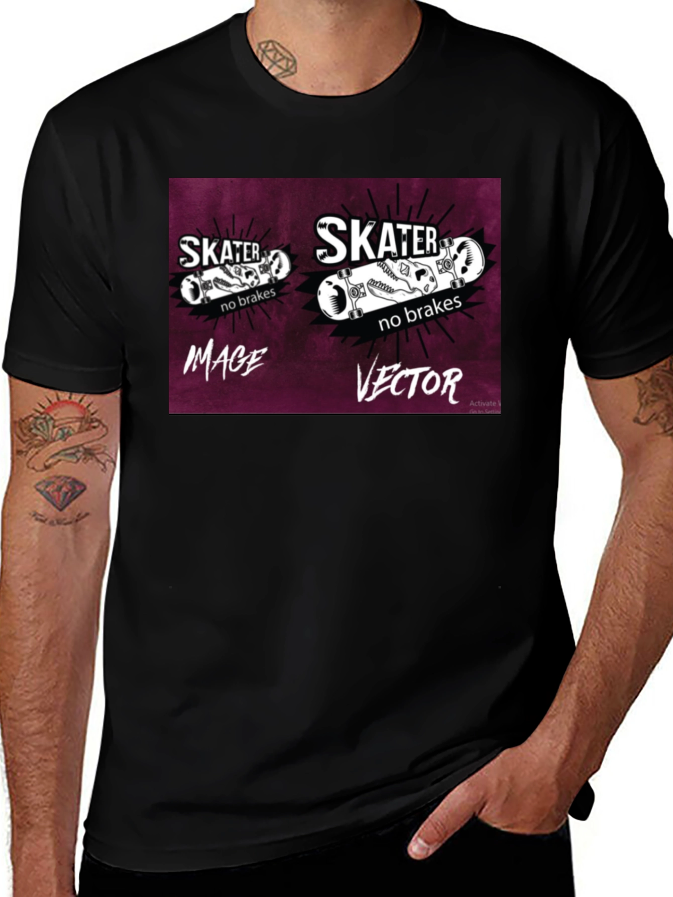 Variant 24 of Skater No Brakes Graphic Black T-Shirt