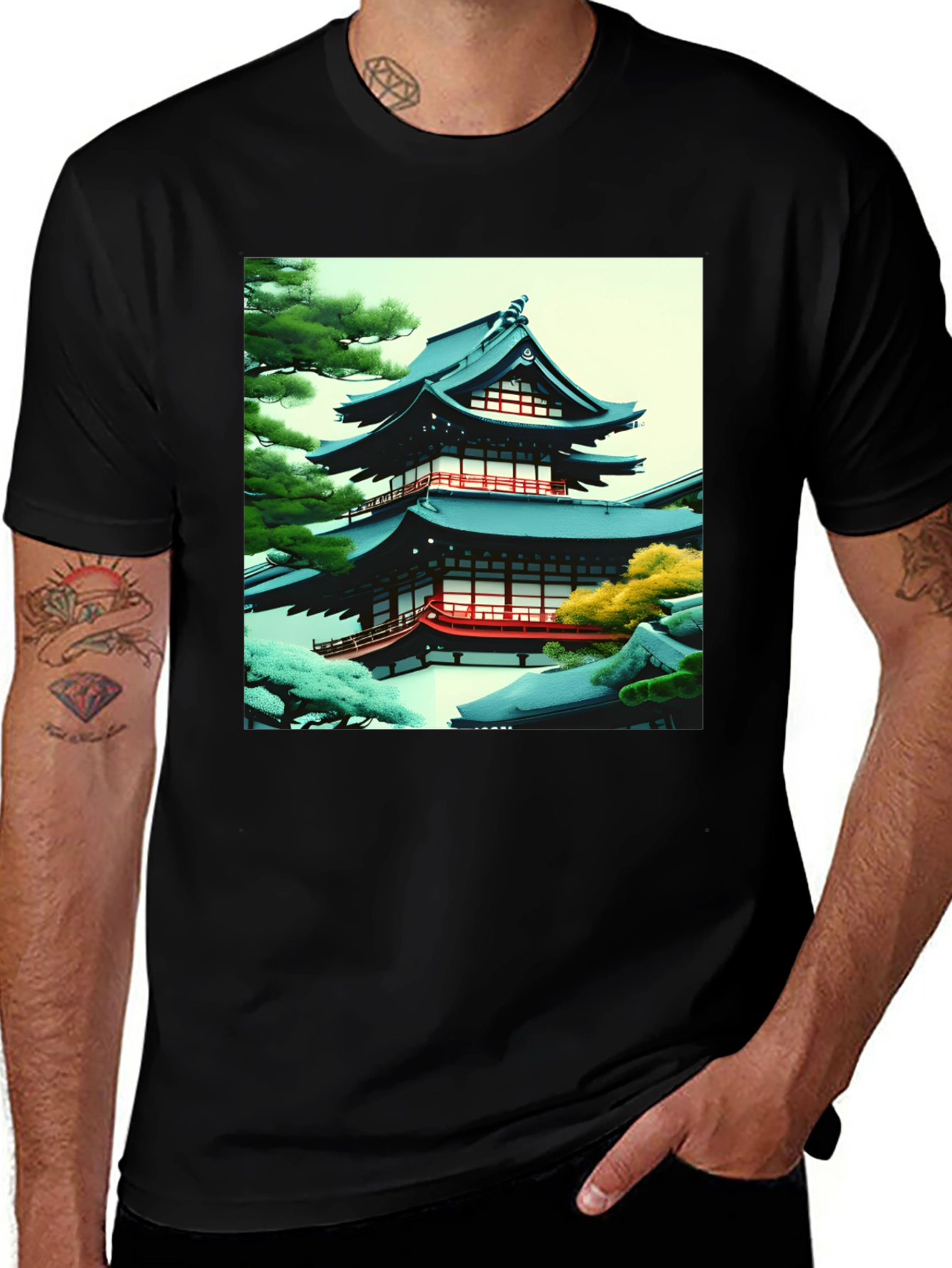 Variant 24 of Japanese Temple Black T-Shirt