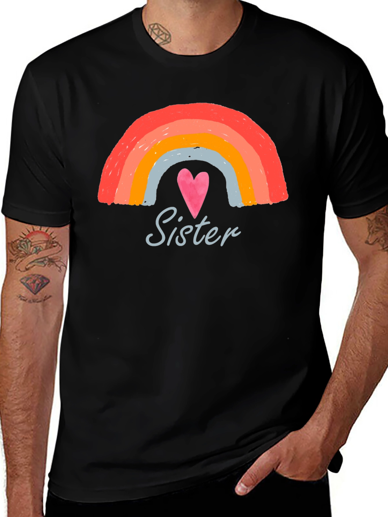 Variant 9 of Sister Rainbow Heart Graphic Tee