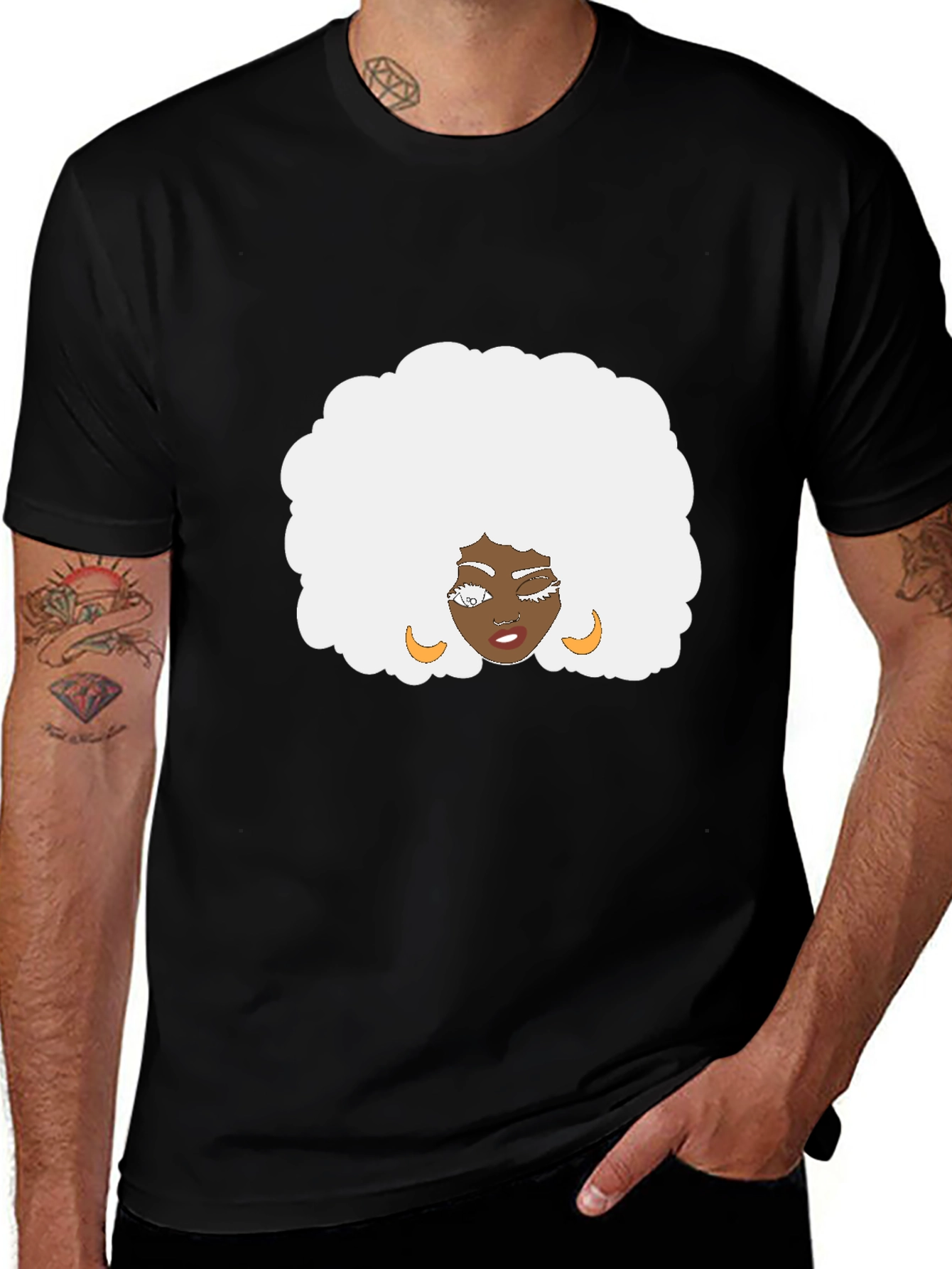 Variant 11 of Afro Diva Graphic Tee - Black