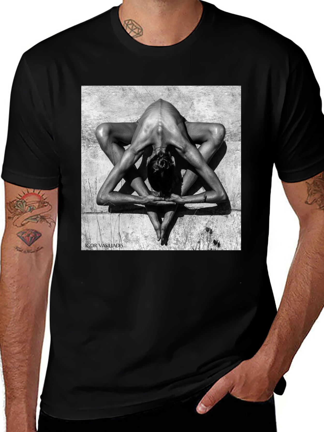 Variant 10 of Abstract Yoga Art Black T-Shirt