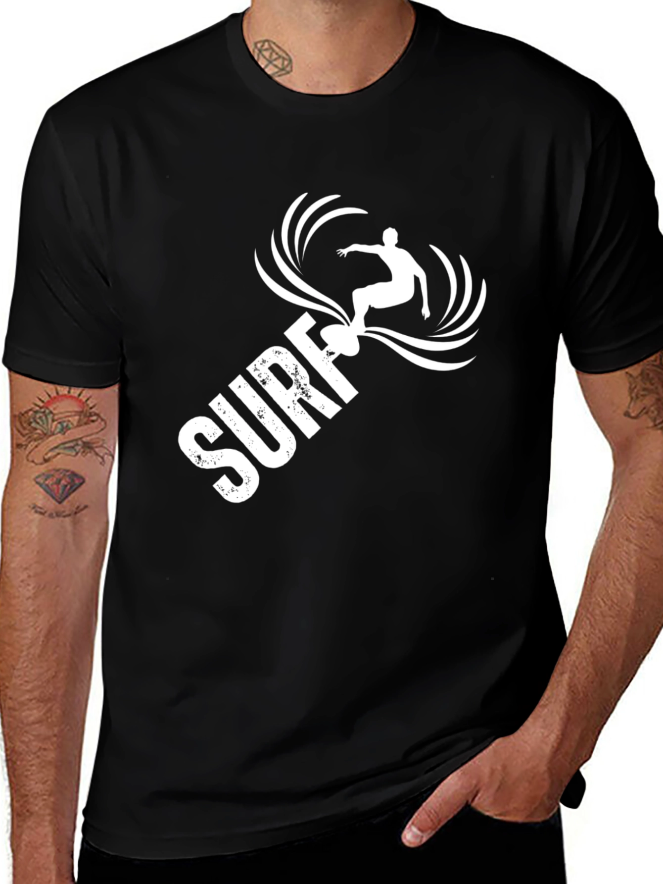 Variant 29 of Surf Graphic Black Tee for Men