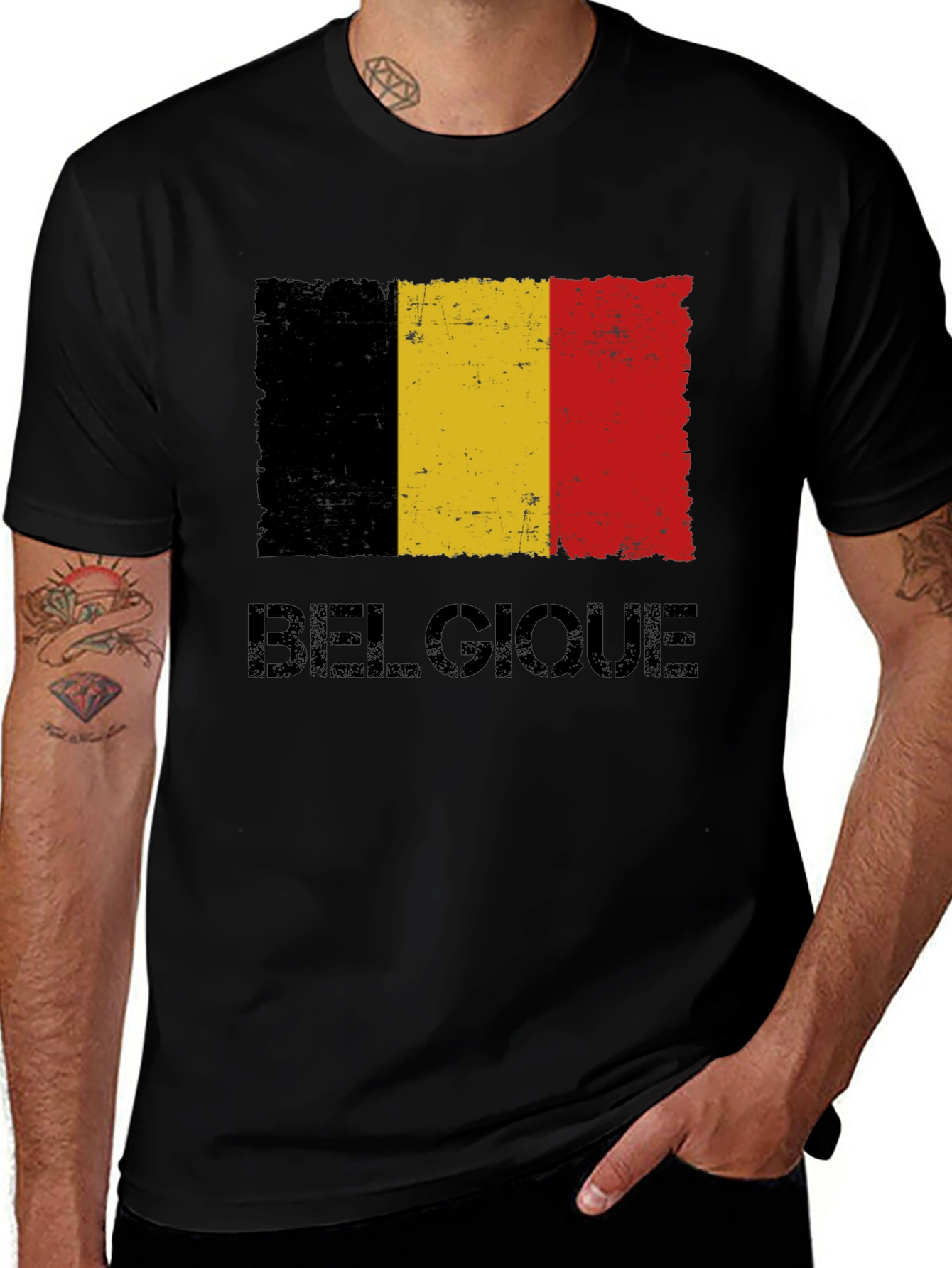 Variant 3 of Belgium Flag T-Shirt - Distressed Graphic Tee