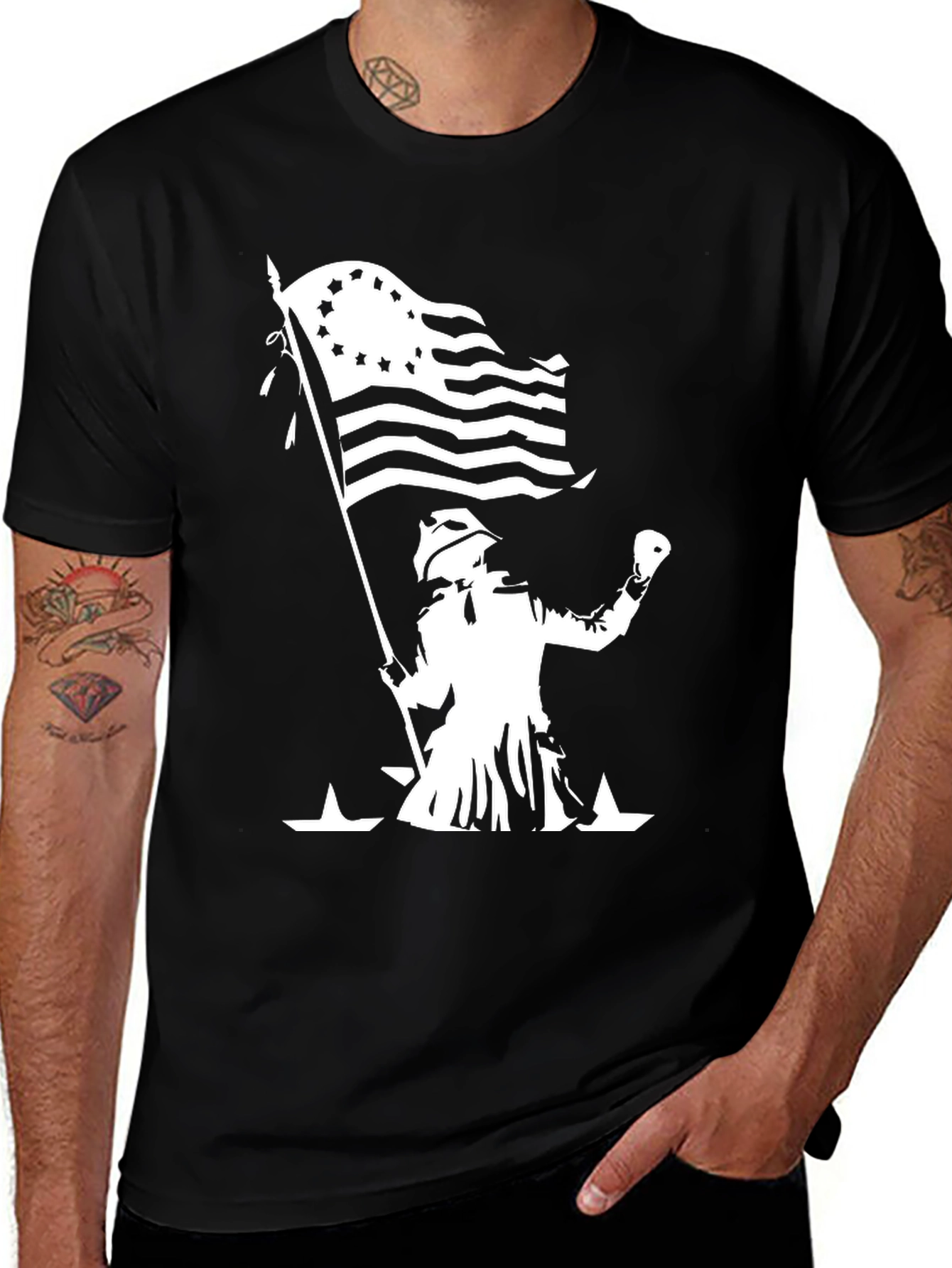 Variant 29 of Revolutionary Flag Graphic Tee - Black Cotton