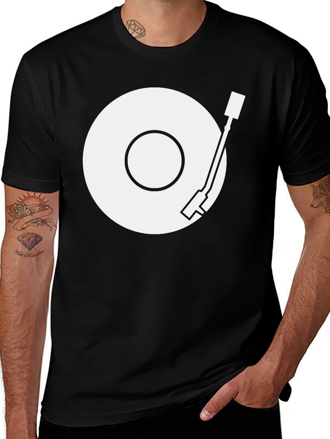 Variant 5 of Cool Vinyl Record Player Graphic Tee - Black