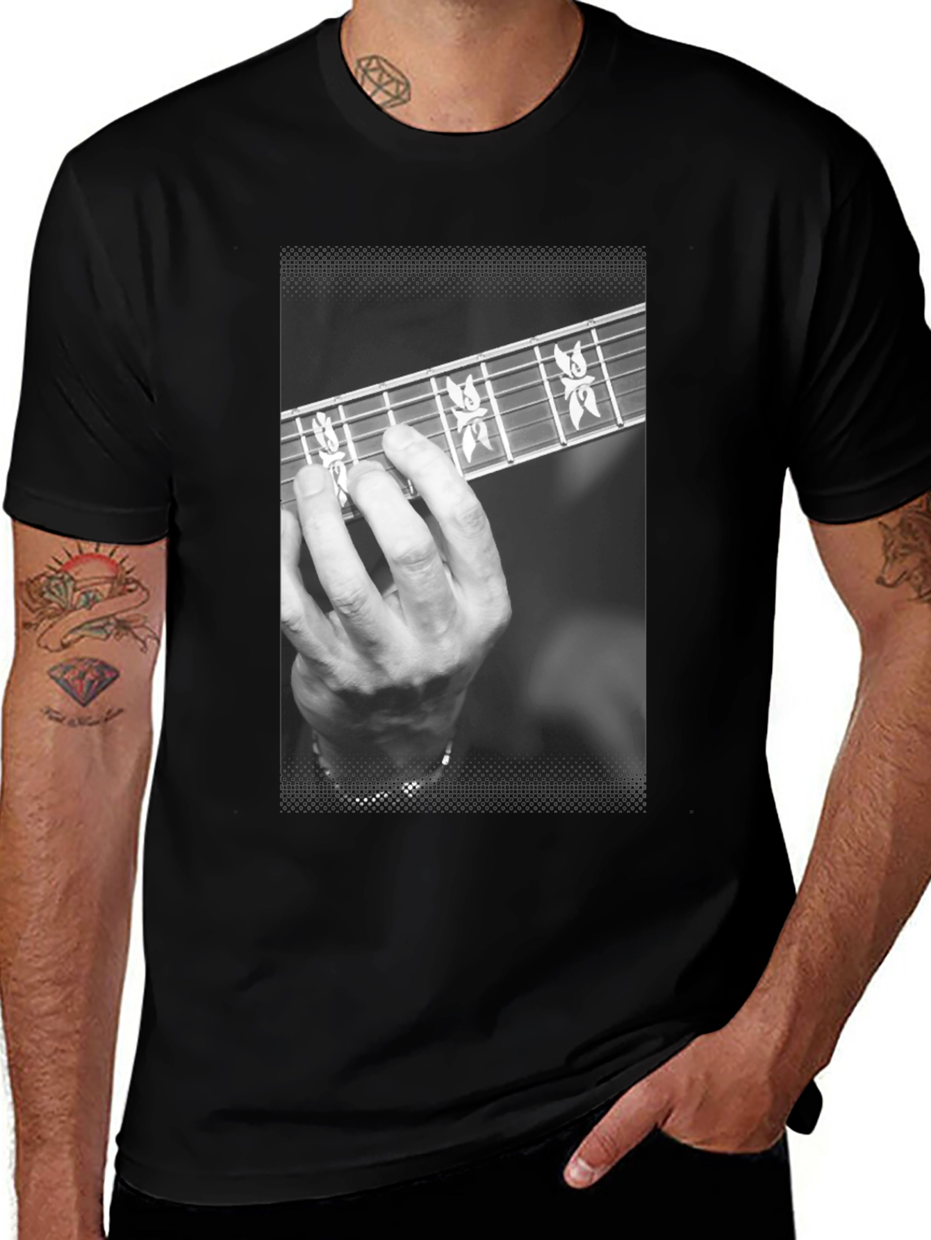 Black Guitar Player T-Shirt