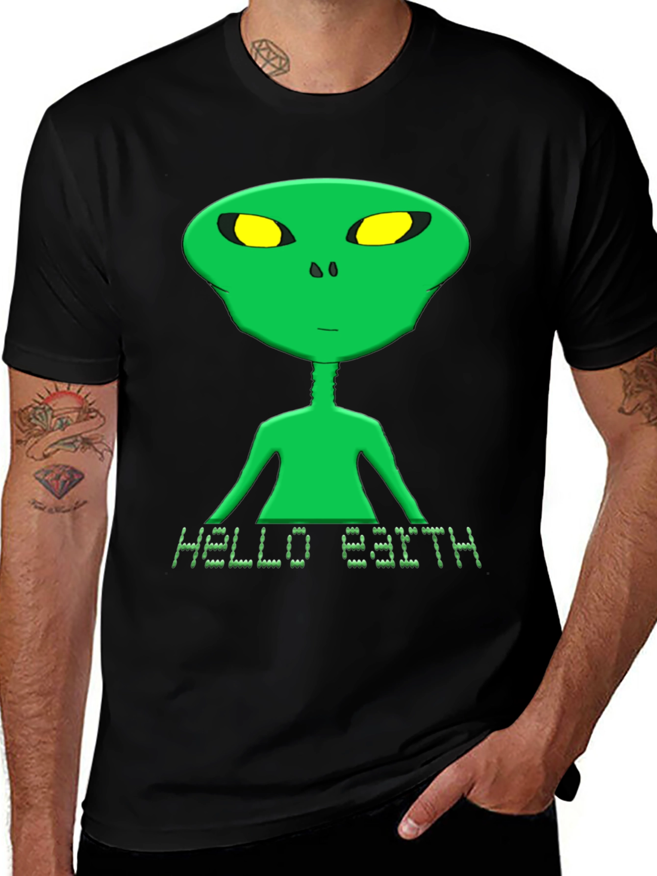 Variant 4 of Hello Earth Alien Graphic Tee - Black T-Shirt