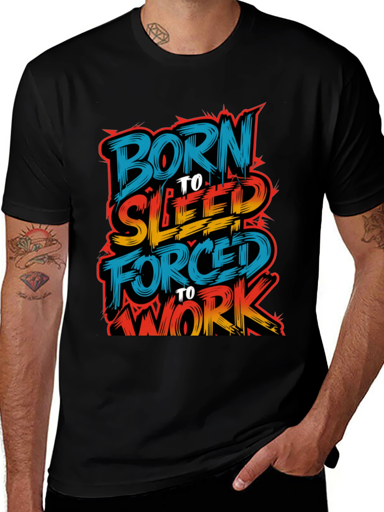 Variant 8 of Born to Sleep Forced to Work Graphic Tee