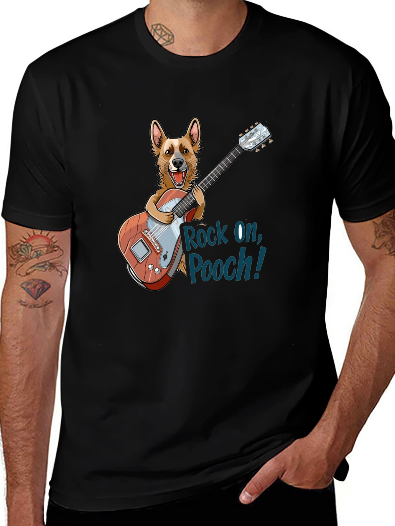 Rock On, Pooch! Novelty Graphic T-Shirt