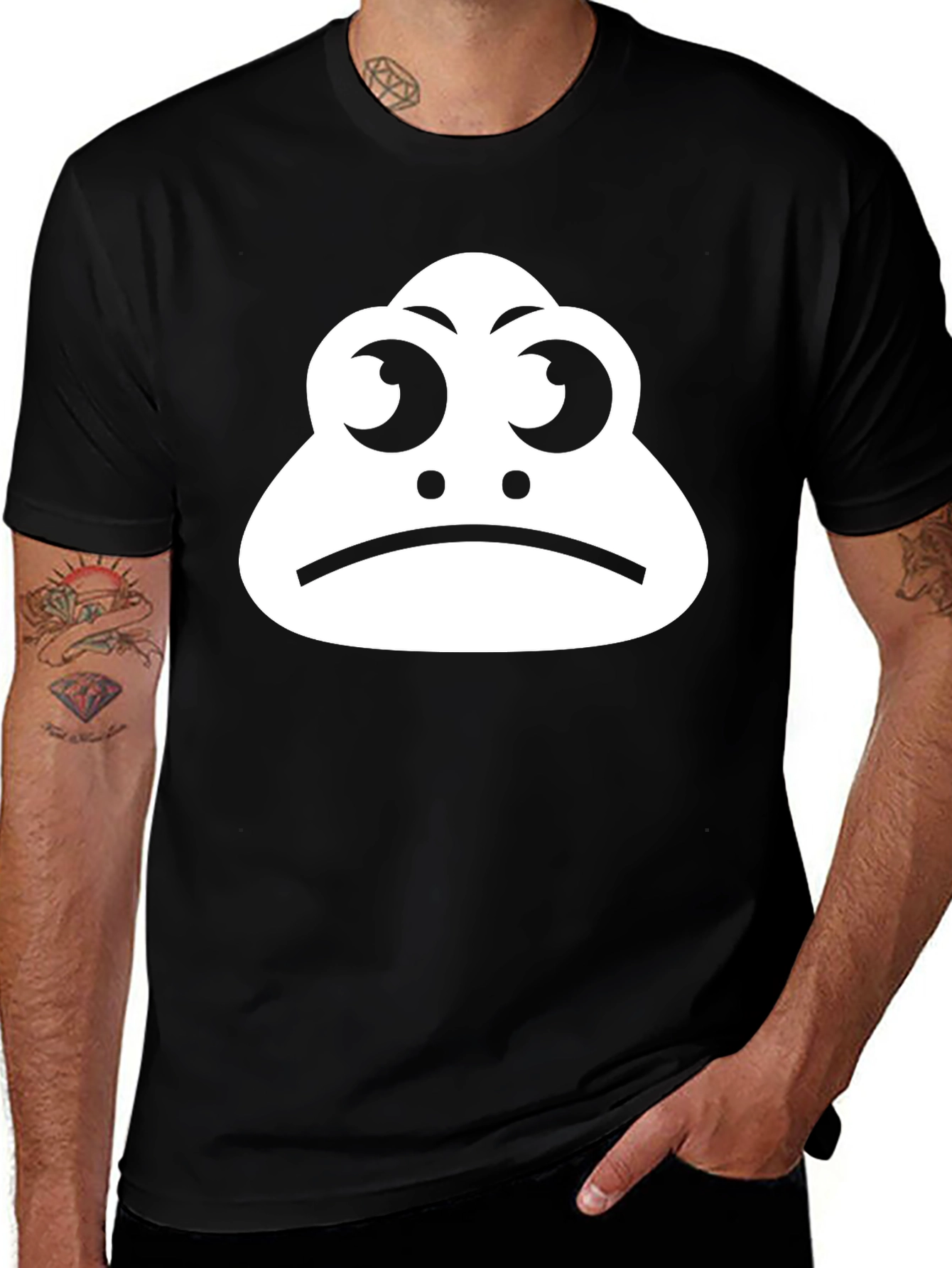 Sad Frog Graphic Tee - Trendy Black T-Shirt
