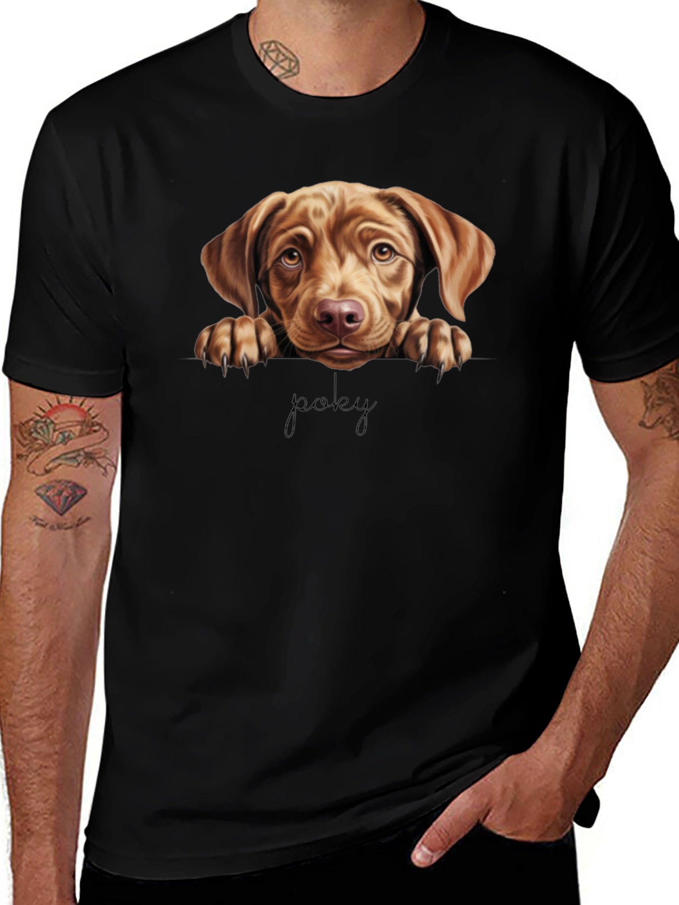 Variant 6 of Poky Dog Graphic Tee - Black Cotton Blend Shirt