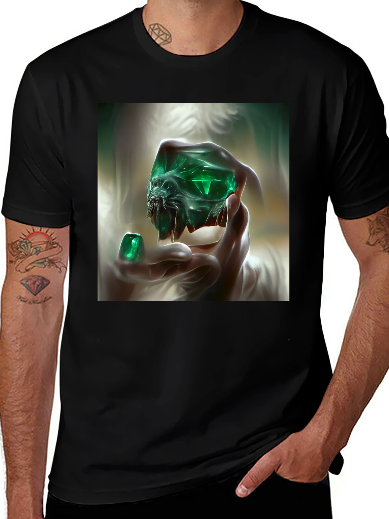 Variant 12 of Emerald Beast Graphic Black T-Shirt