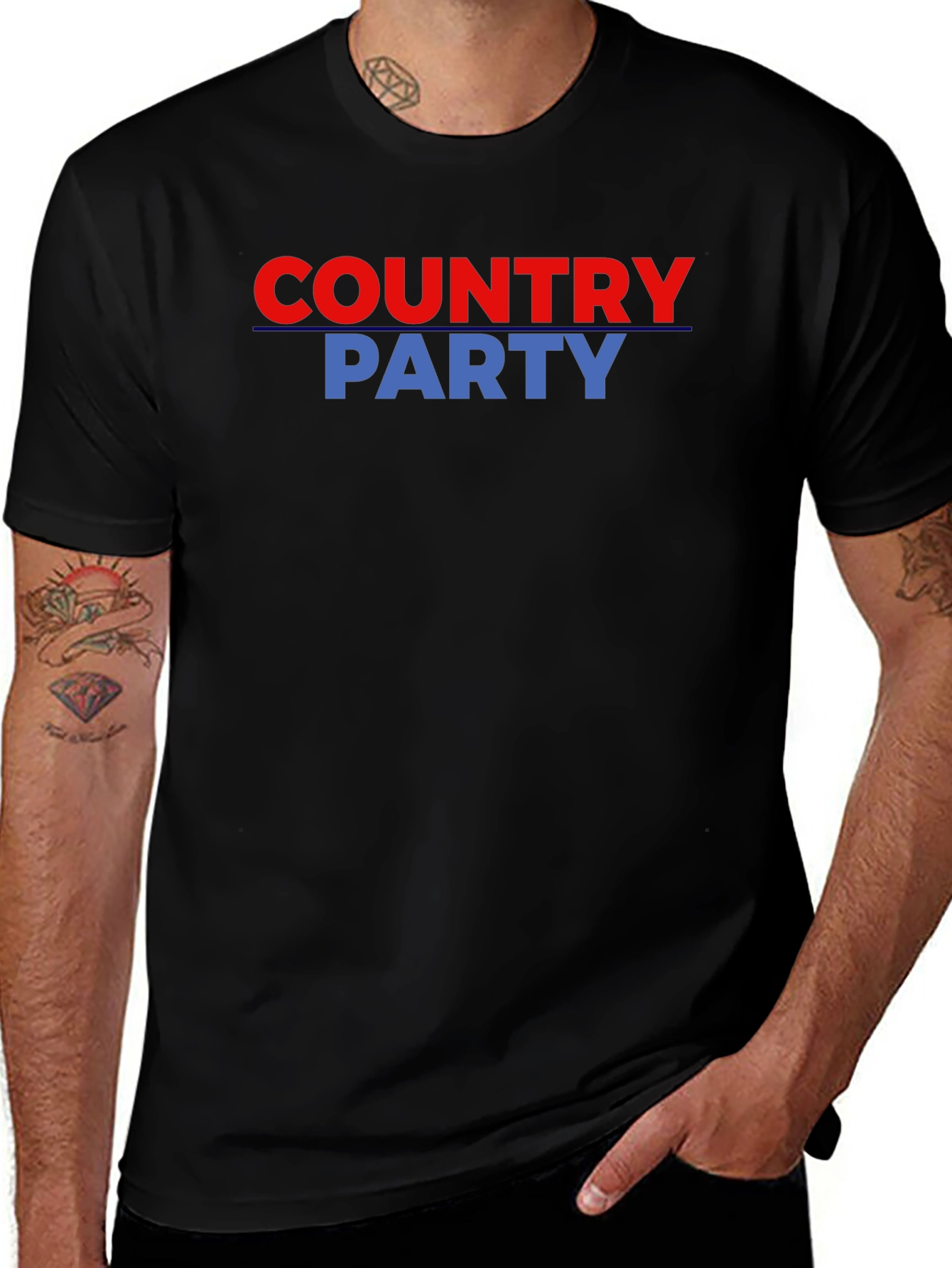 Variant 28 of Country Party Graphic Tee - Black Cotton T-Shirt