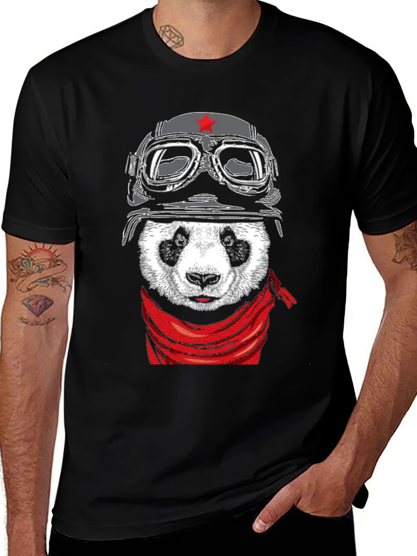Variant 27 of Panda Biker T-Shirt - Cool Panda Design