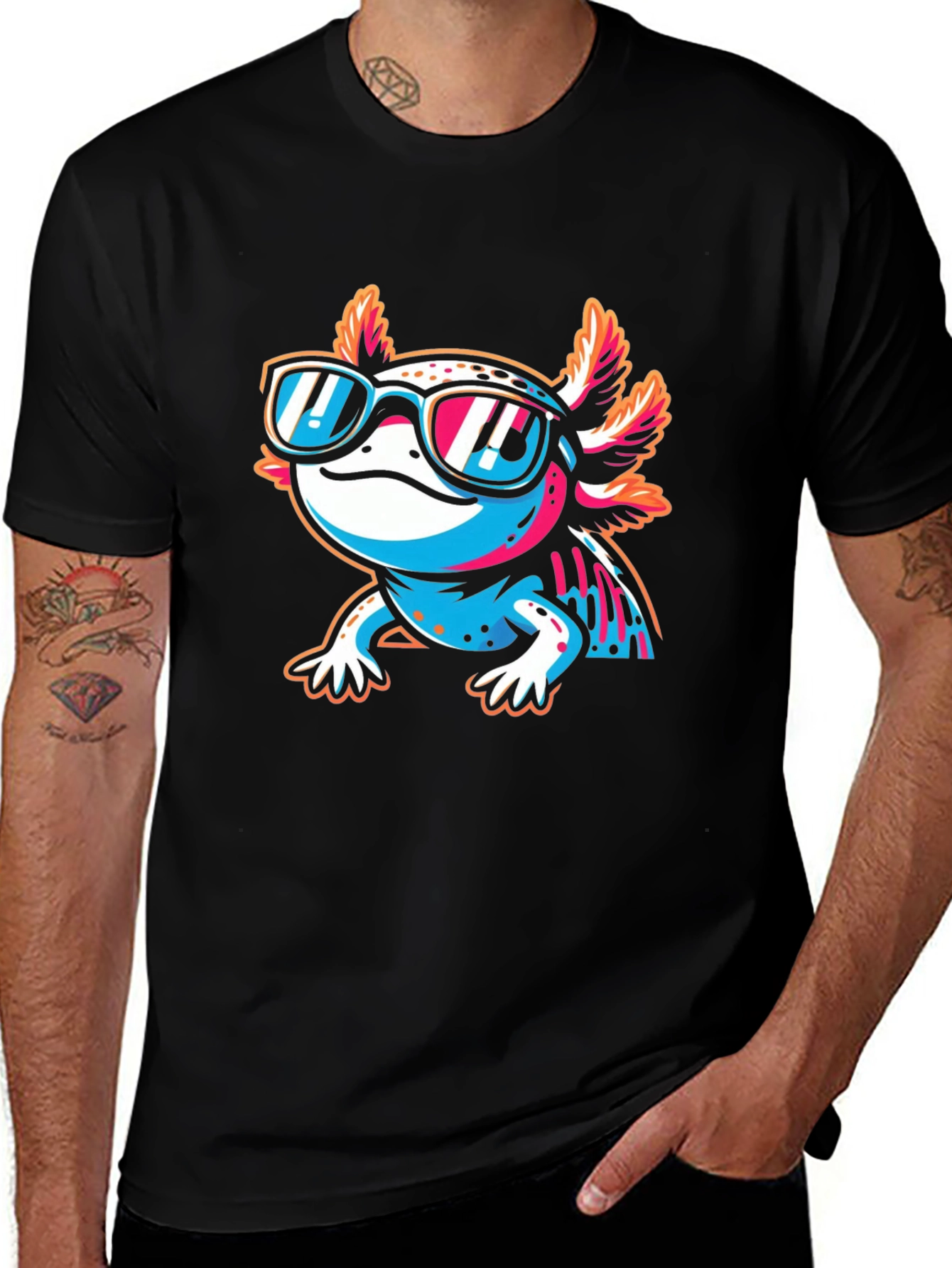 Variant 18 of Cool Axolotl Graphic T-Shirt - Black