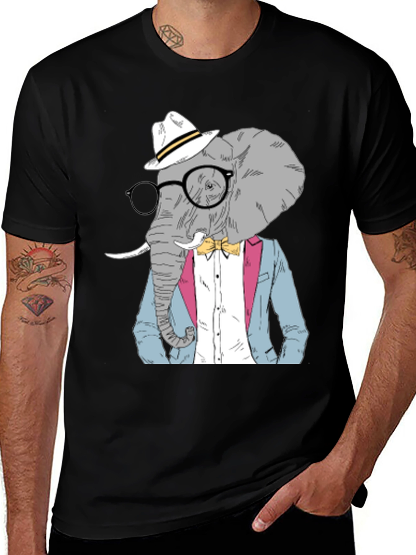 Variant 11 of Elephant Gentleman Graphic Tee - Unique Style
