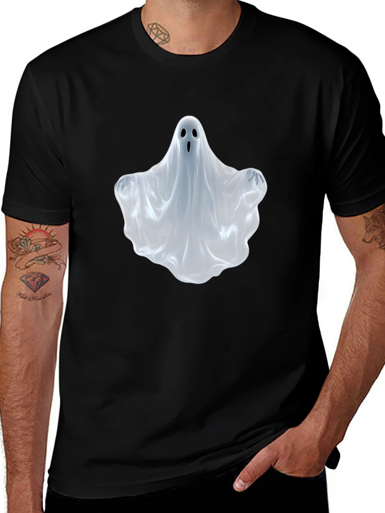 Black Spooky Ghost T-Shirt - Halloween Apparel main image