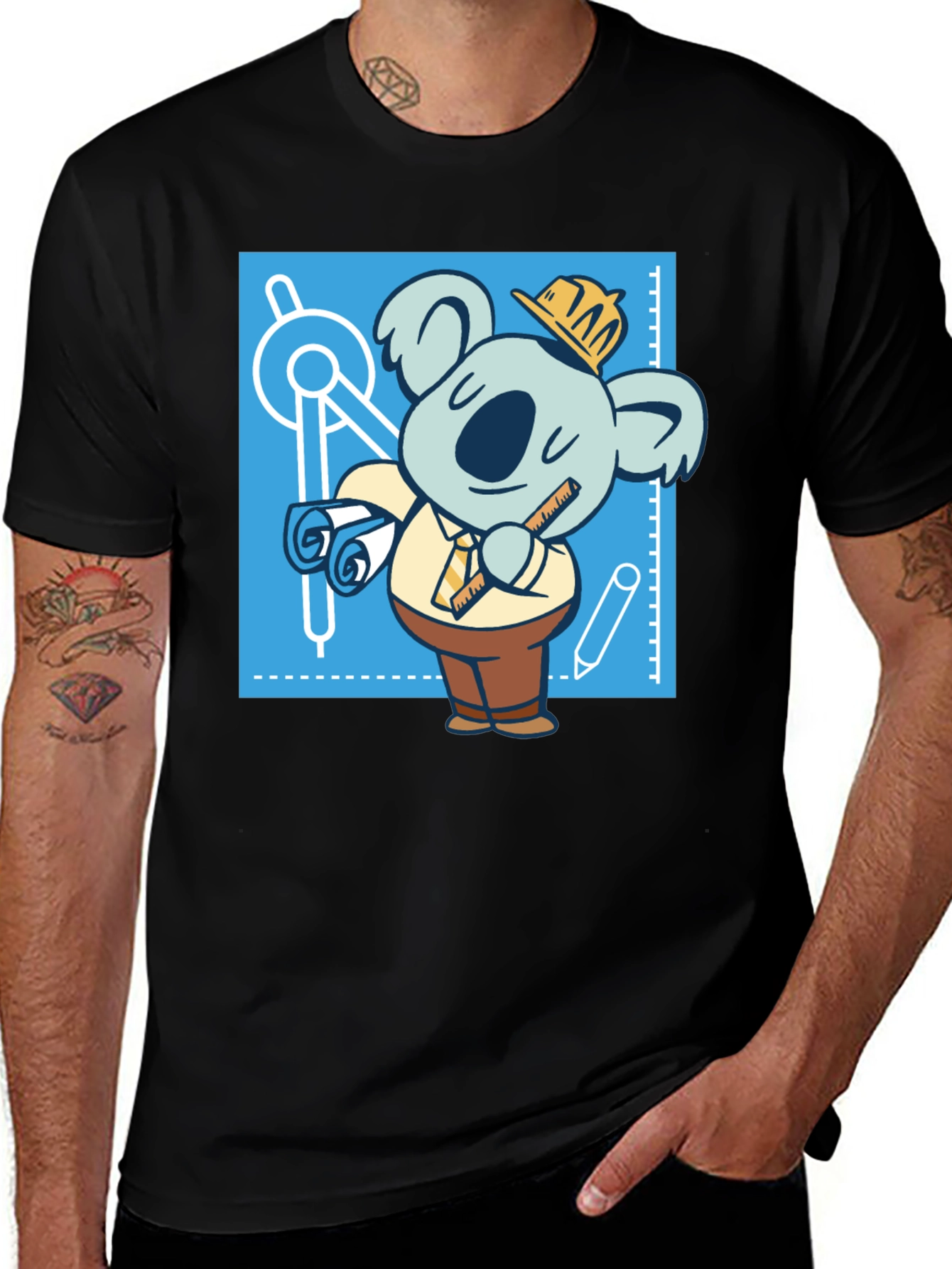 Variant 25 of Architect Koala T-Shirt - Blueprint Design