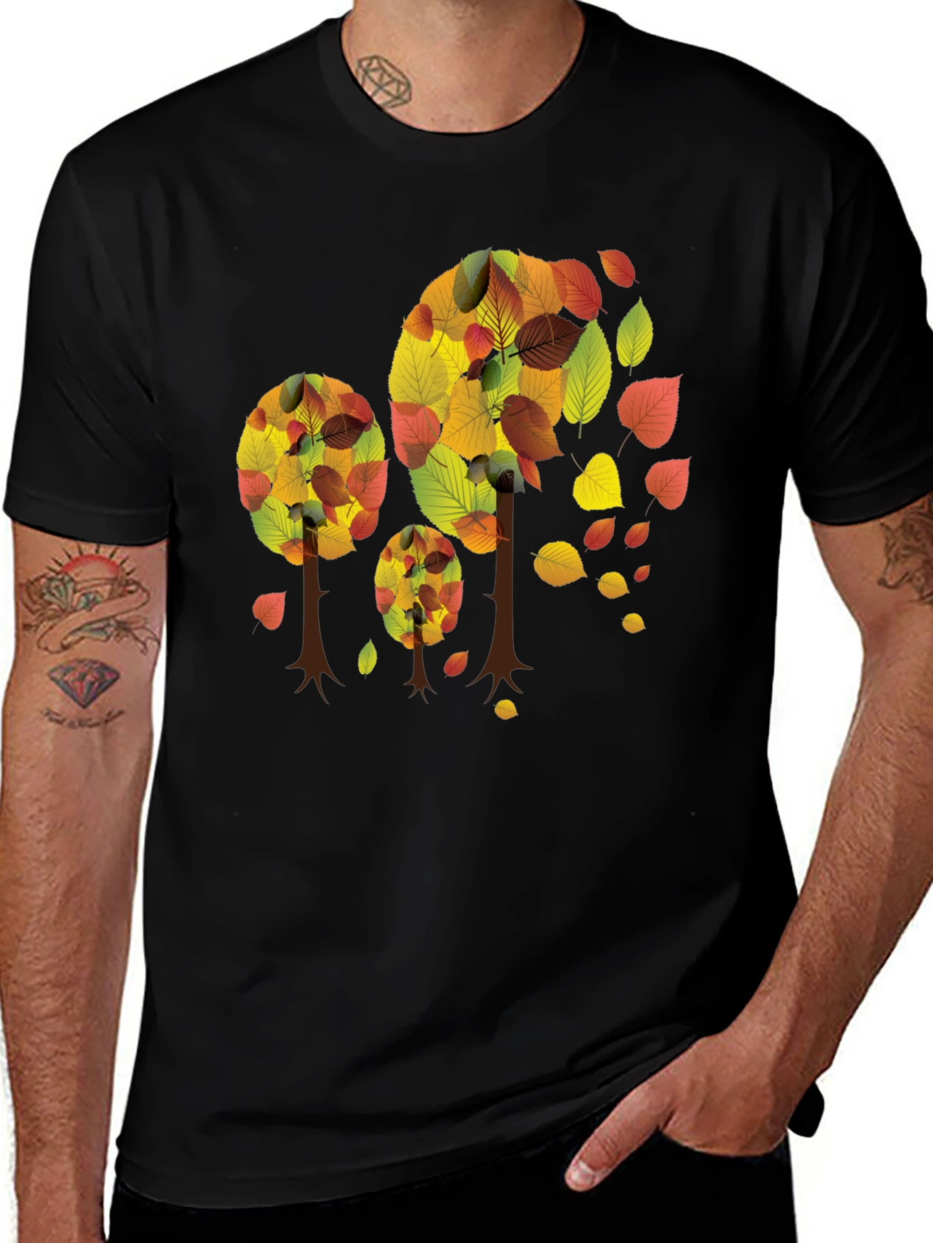 Variant 8 of Autumn Trees Black T-Shirt