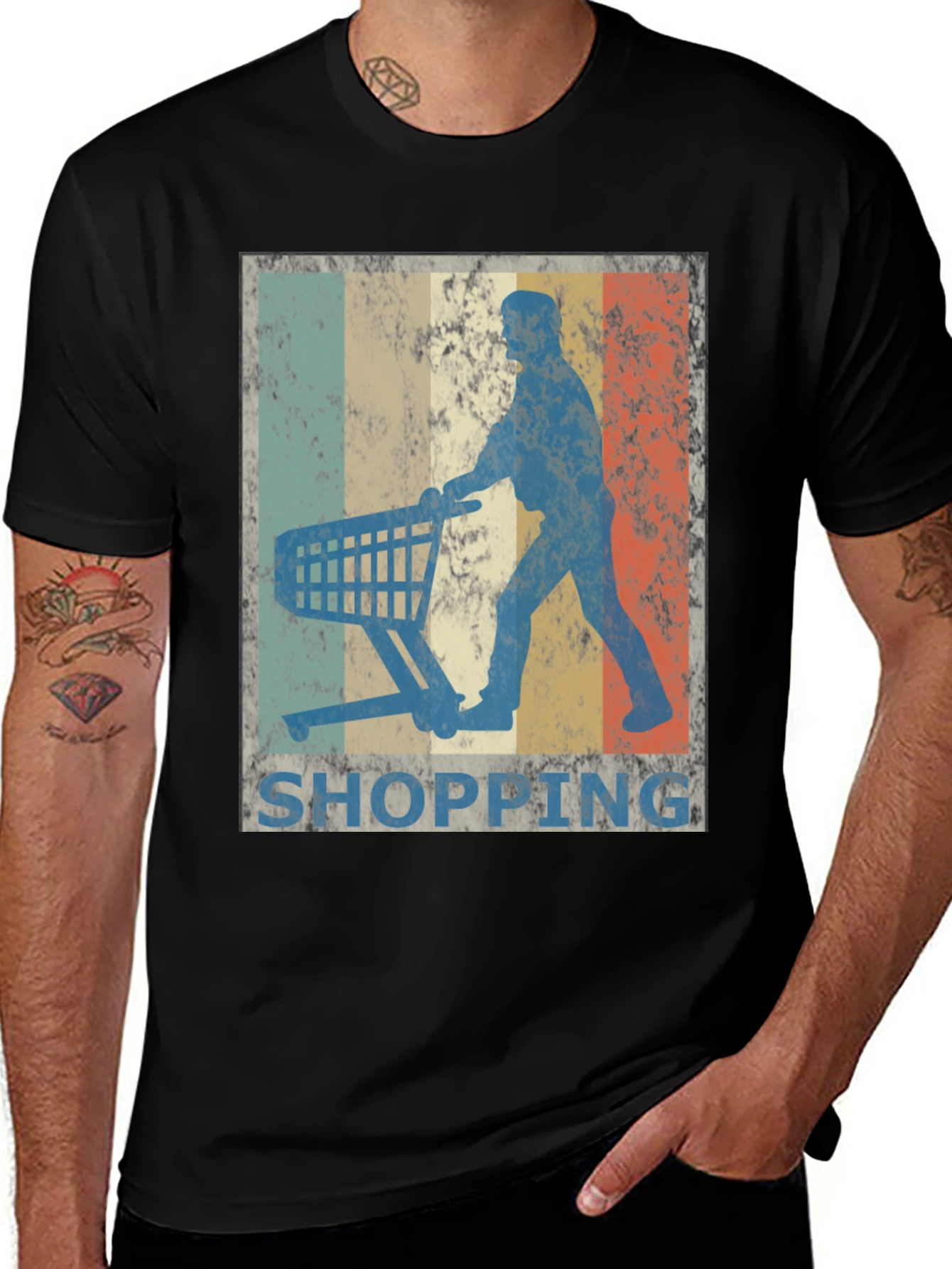 Variant 15 of Retro Shopping Cart T-Shirt - Vintage Style Tee