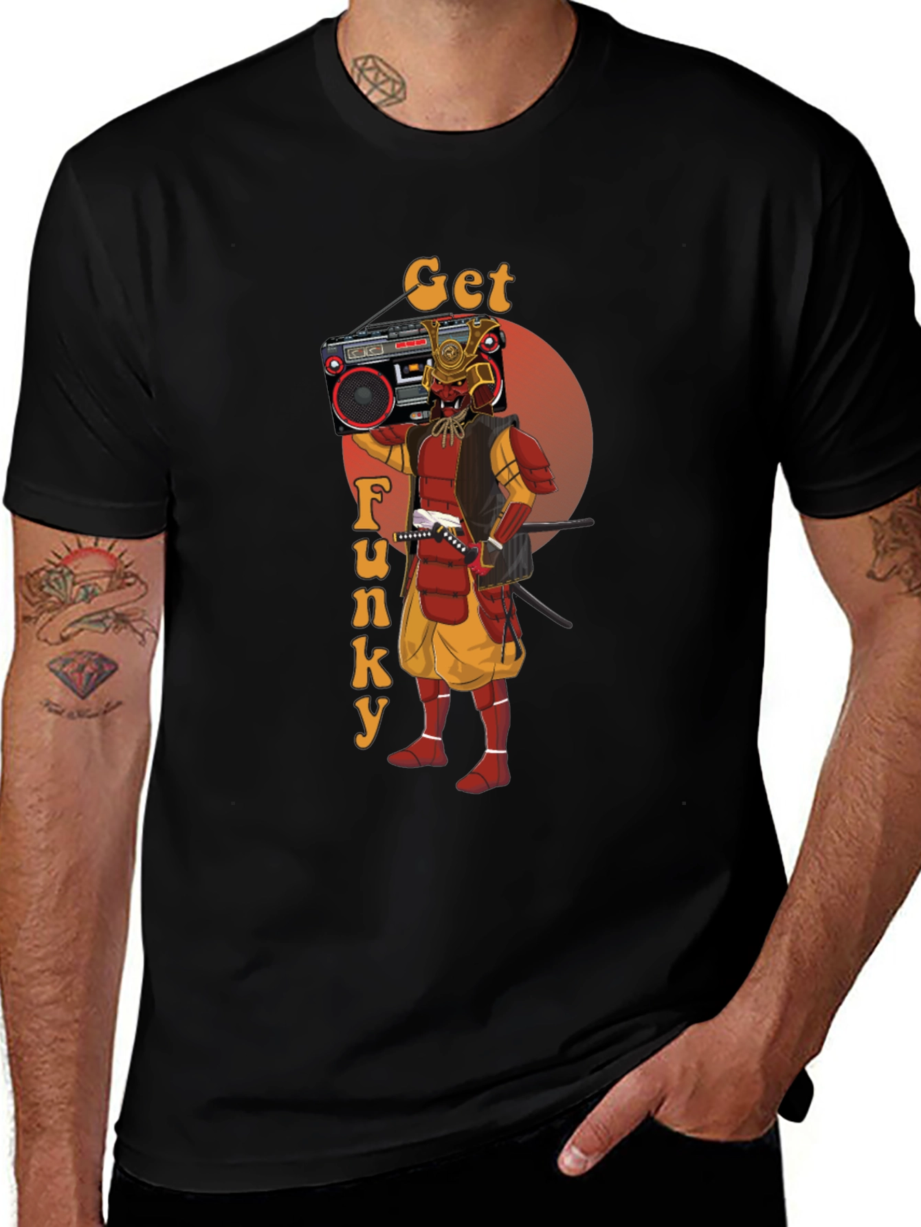 Variant 30 of Get Funky Samurai T-Shirt - Retro Boombox Graphic Tee