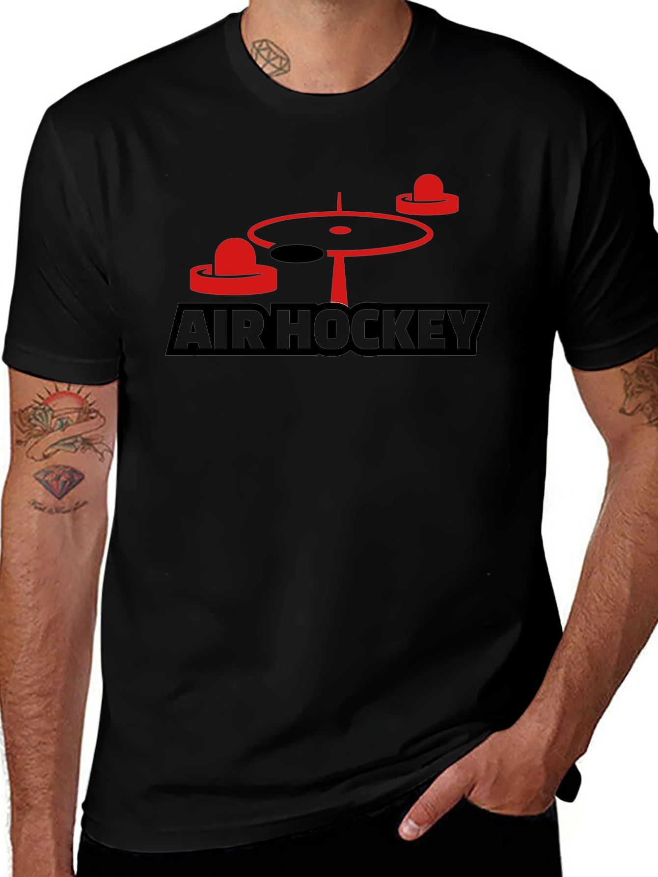 Variant 6 of Air Hockey Graphic Tee - Black