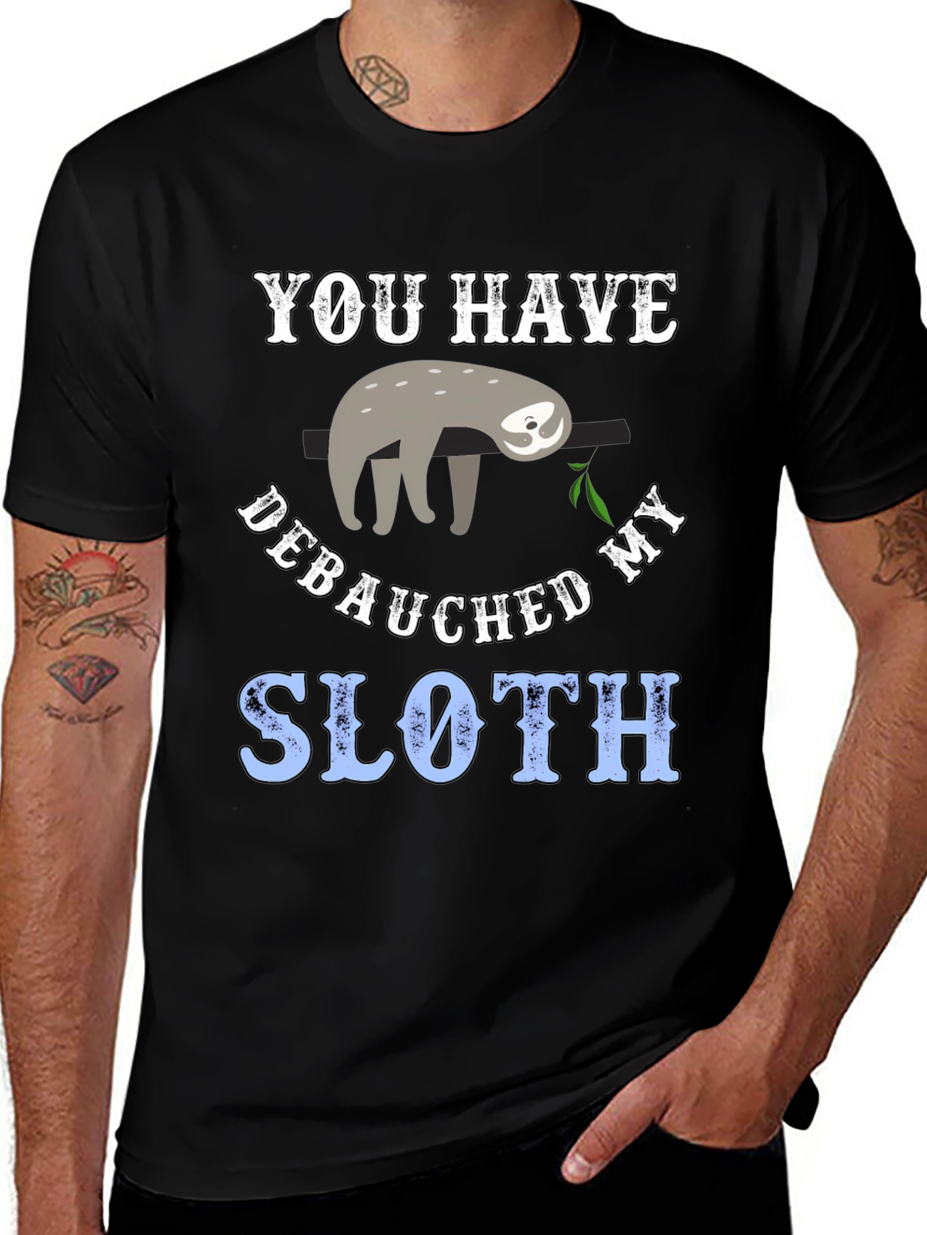 Variant 24 of Debauched Sloth Graphic T-Shirt Funny Animal Tee