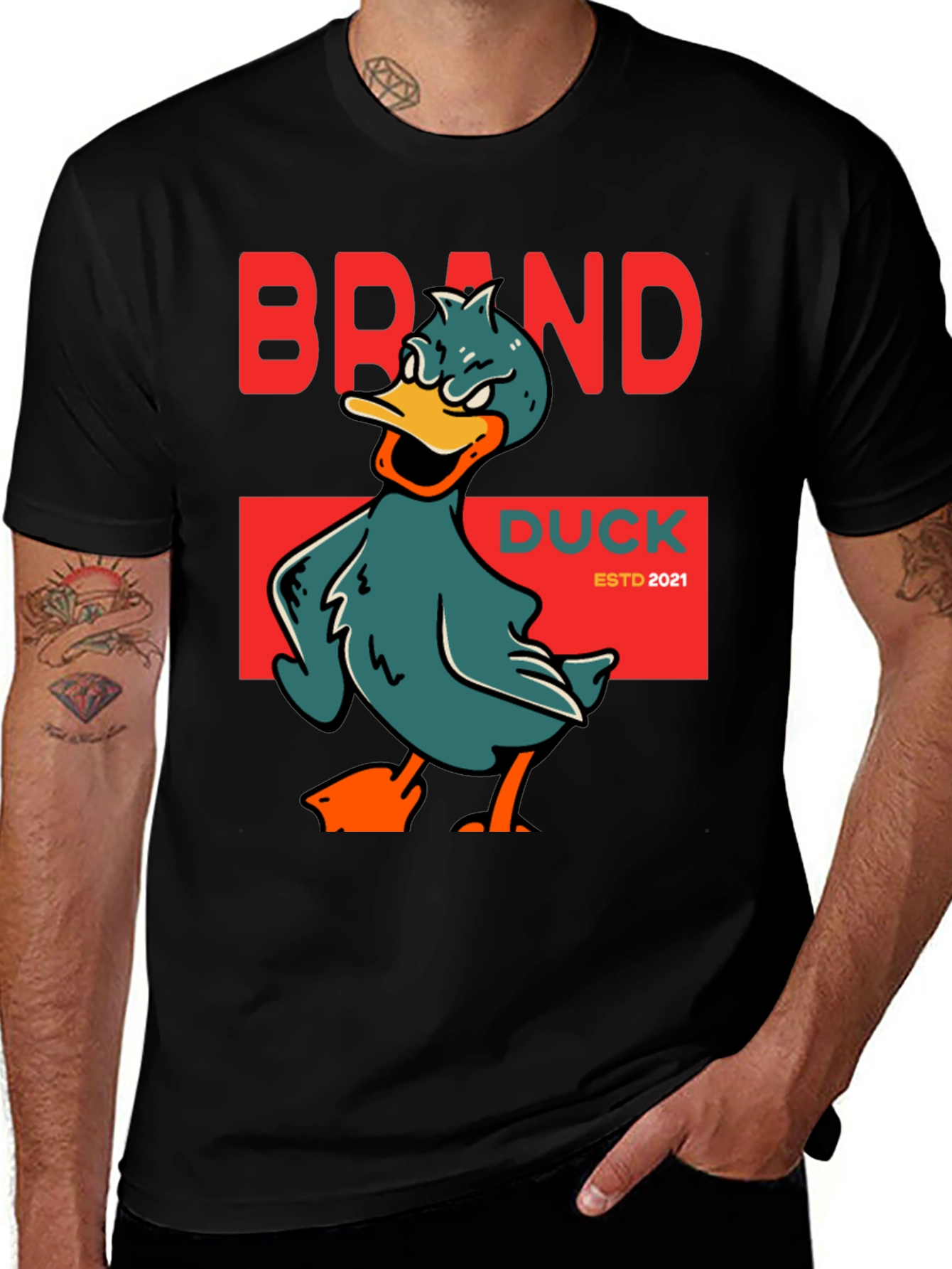 Variant 21 of Brand Duck ESTD 2021 Black T-Shirt