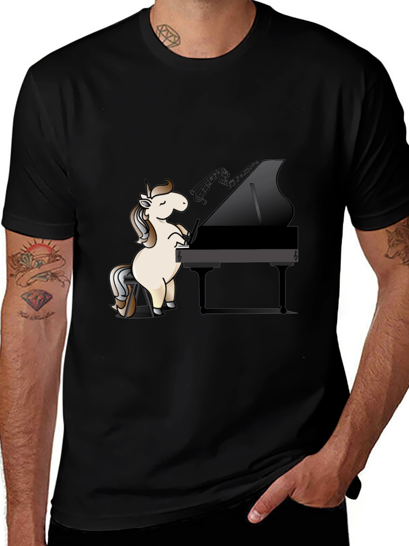 Variant 15 of Unicorn Piano Player Graphic T-Shirt