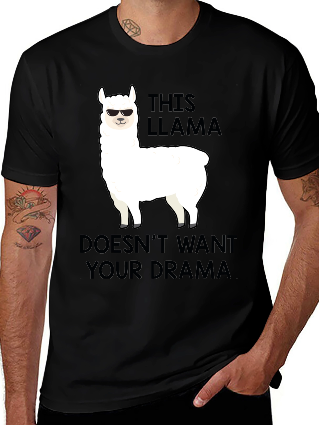 Variant 12 of Llama Drama T-Shirt: Funny Graphic Tee for Men