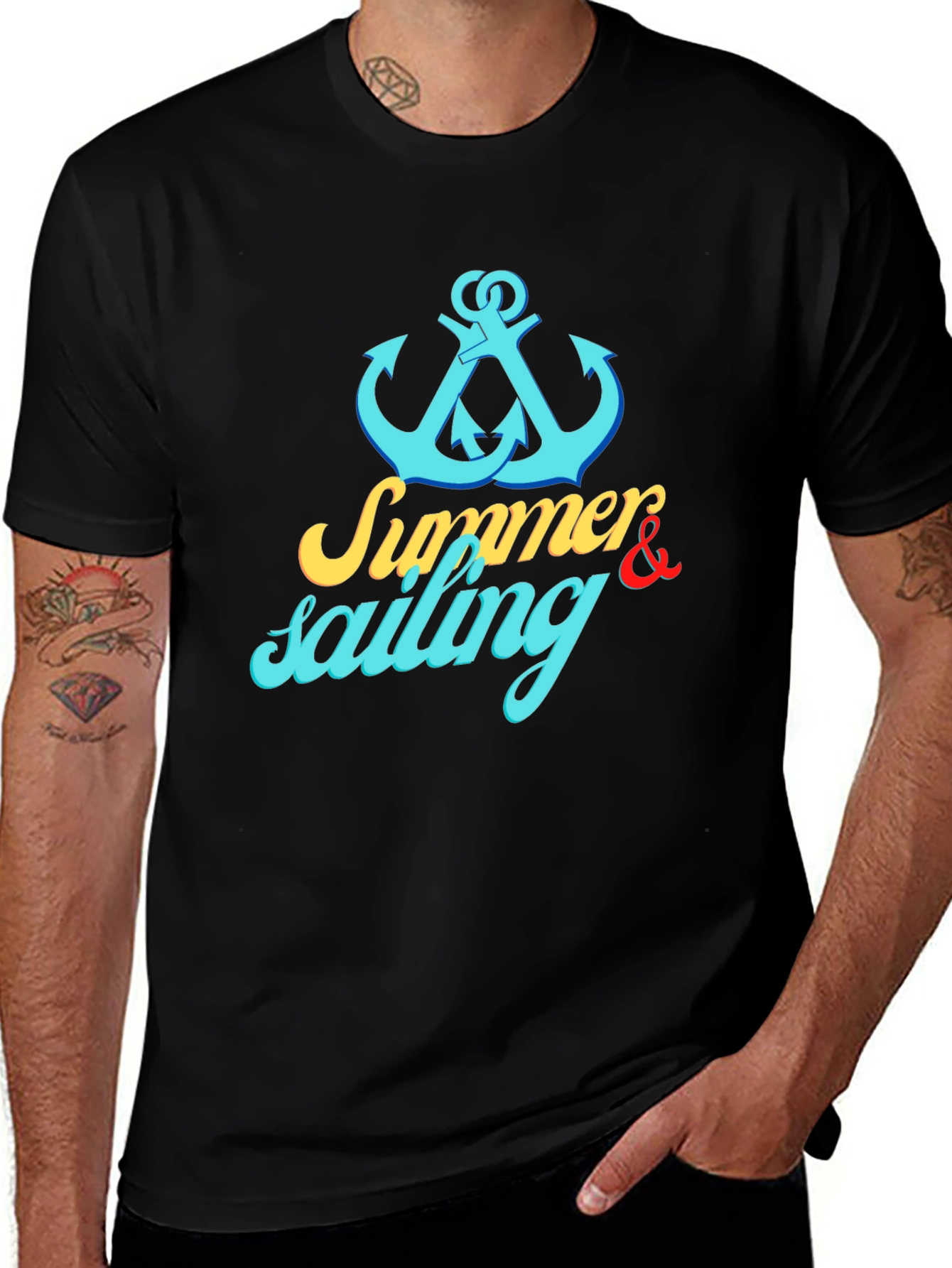 Variant 30 of Summer Sailing Graphic Tee - Anchor Design