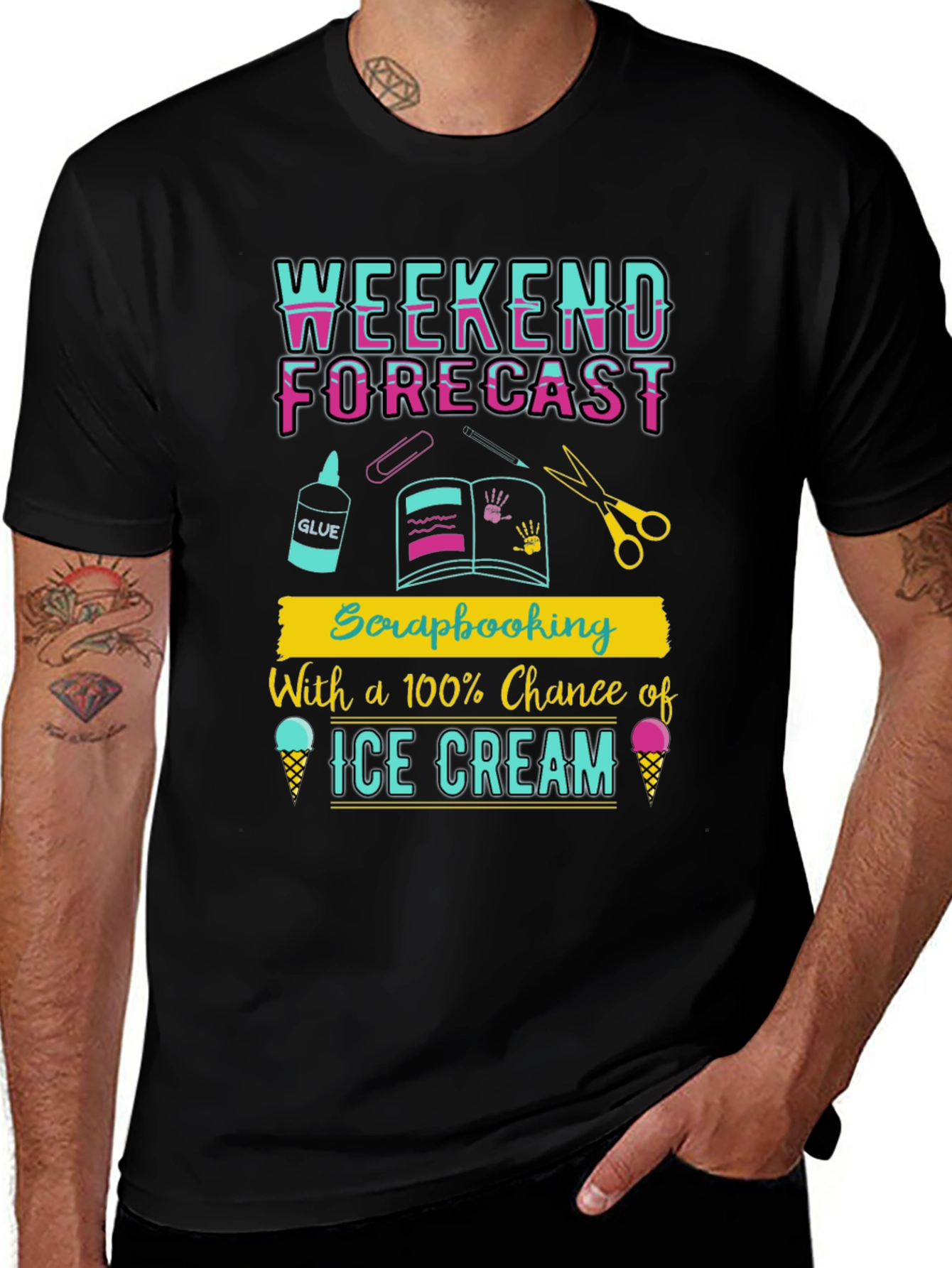 Variant 27 of Weekend Forecast Scrapbooking & Ice Cream Graphic Tee