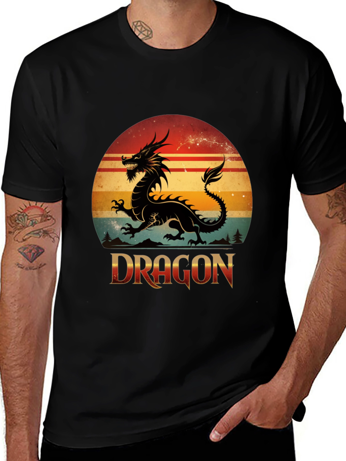 Variant 16 of Dragon Graphic T-Shirt - Vintage Style