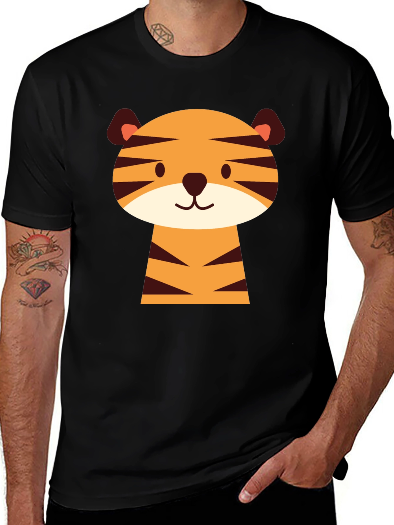 Variant 9 of Cute Tiger Graphic Tee - Soft Cotton Black T-Shirt