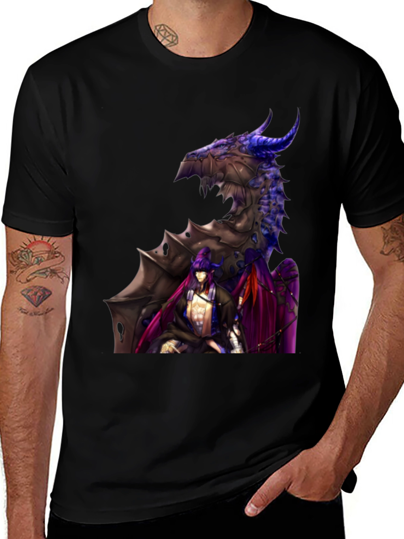 Dragon and Warriors Graphic T-Shirt