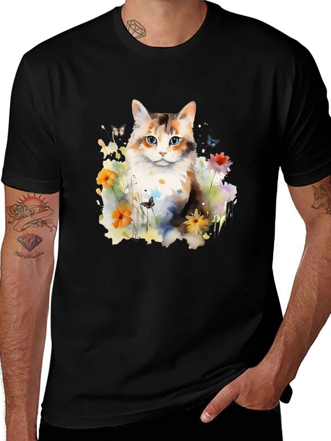Variant 21 of Cat & Floral Graphic Tee